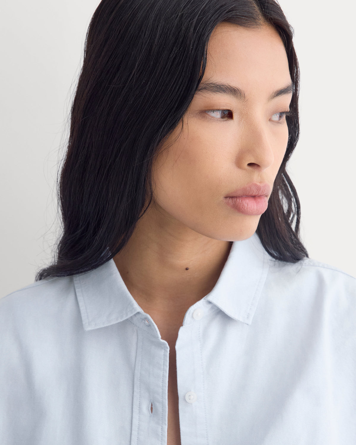 The Boxy Oxford in Light Blue — detail view