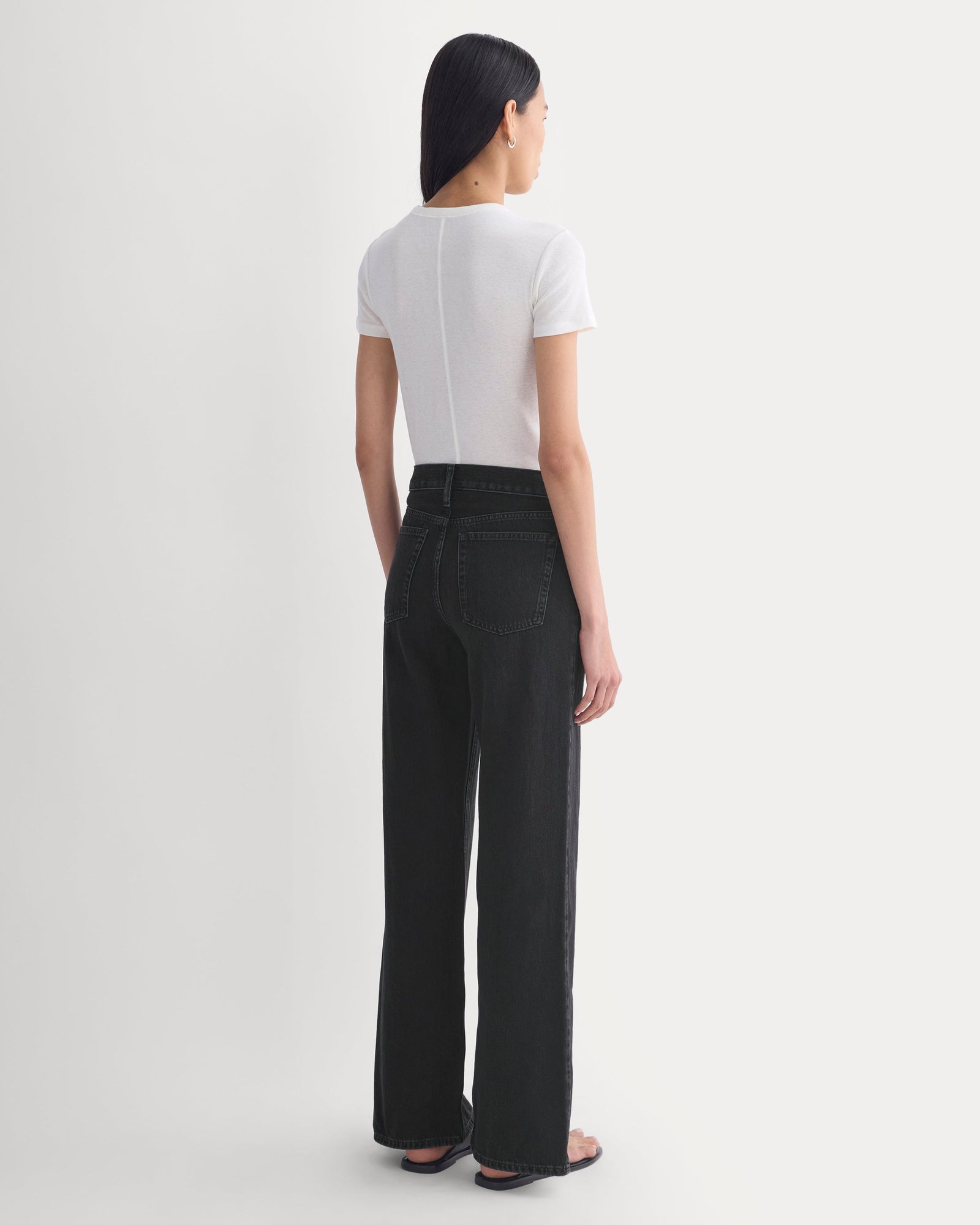 Relaxed Mid-Rise Bootcut Jean in Black — detail view