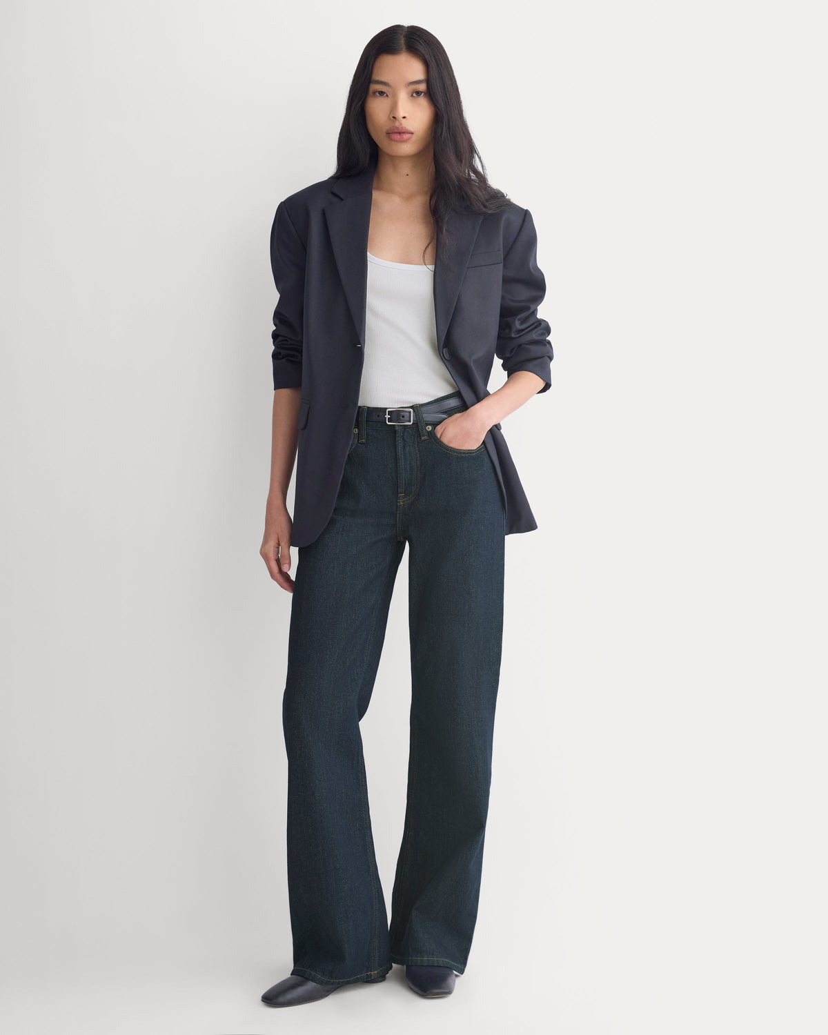 Relaxed Mid-Rise Bootcut Jean in Tungsten Rinse — front view
