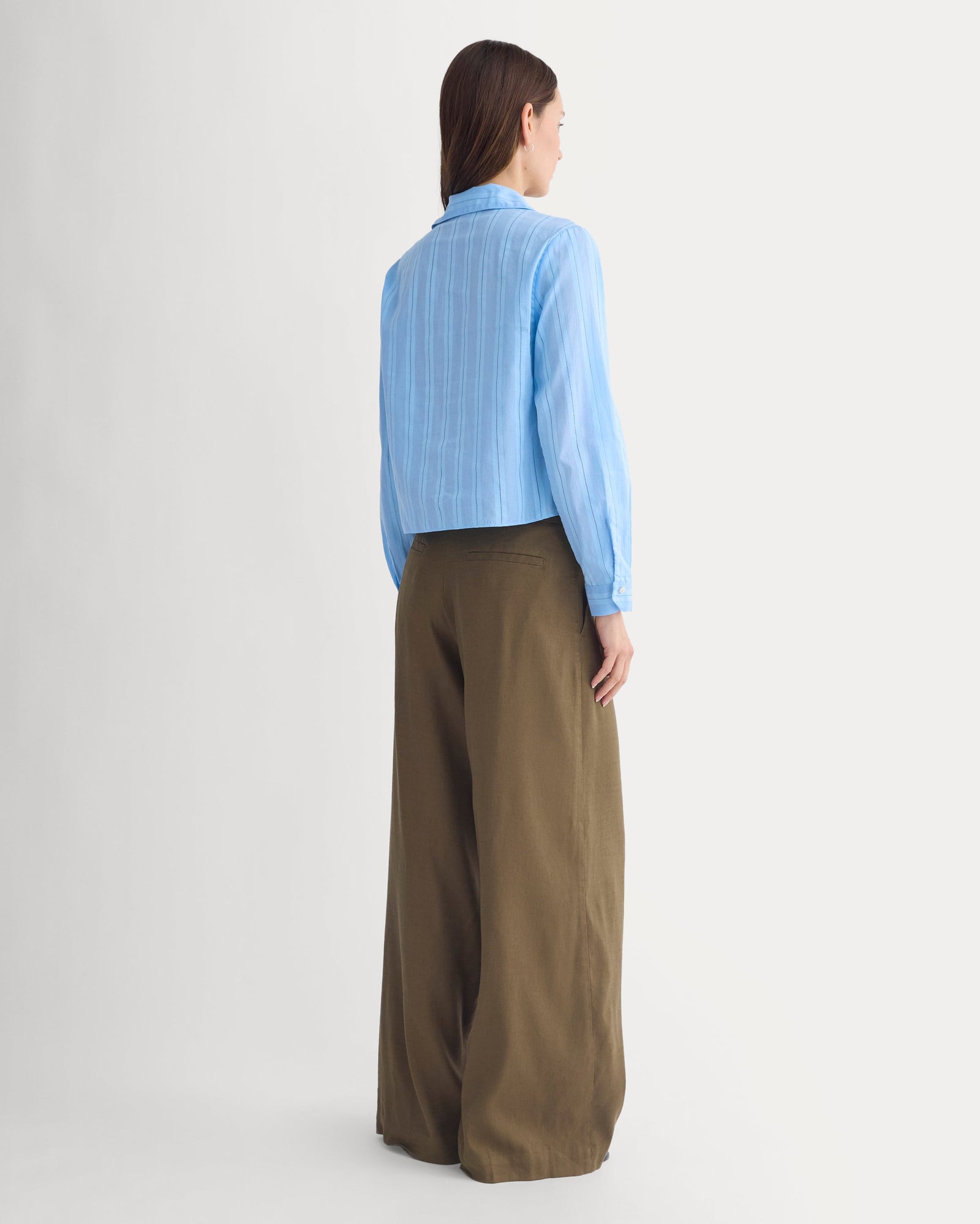 Textured Mini Collar Shirt in Open Air Blue — detail view