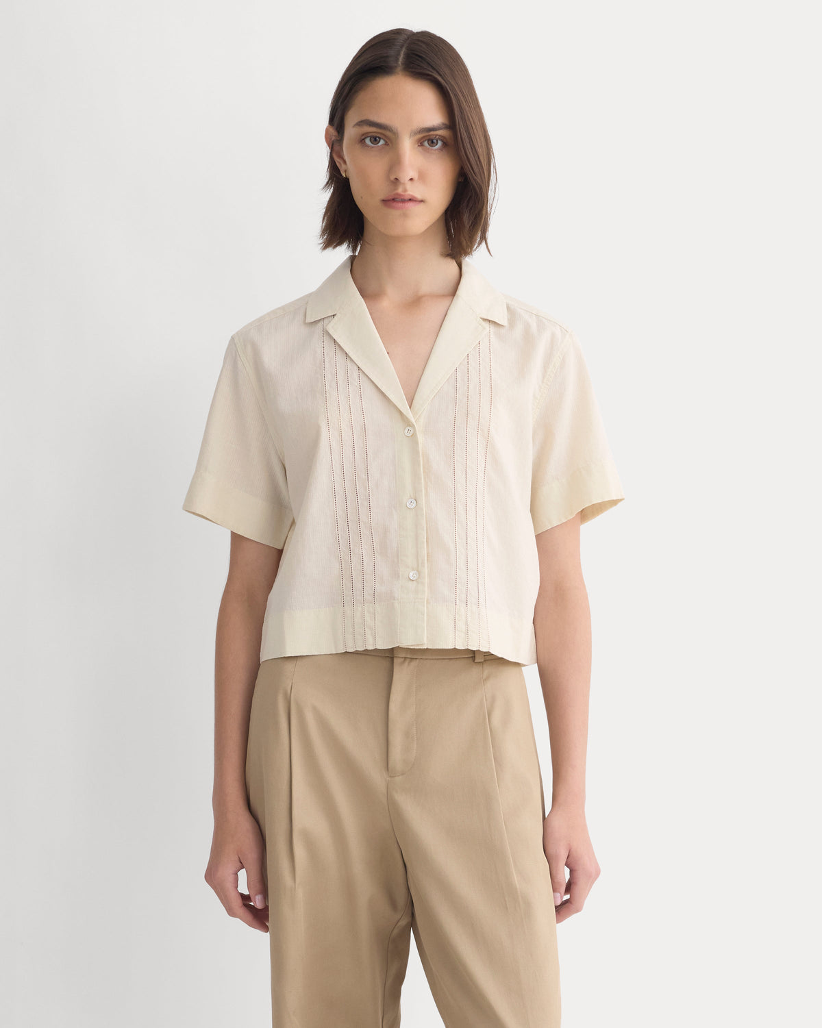 Cotton Gauze Resort Shirt in Birch — detail view
