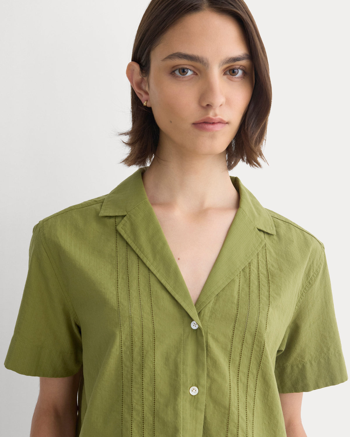 Cotton Gauze Resort Shirt in Mayfly — detail view