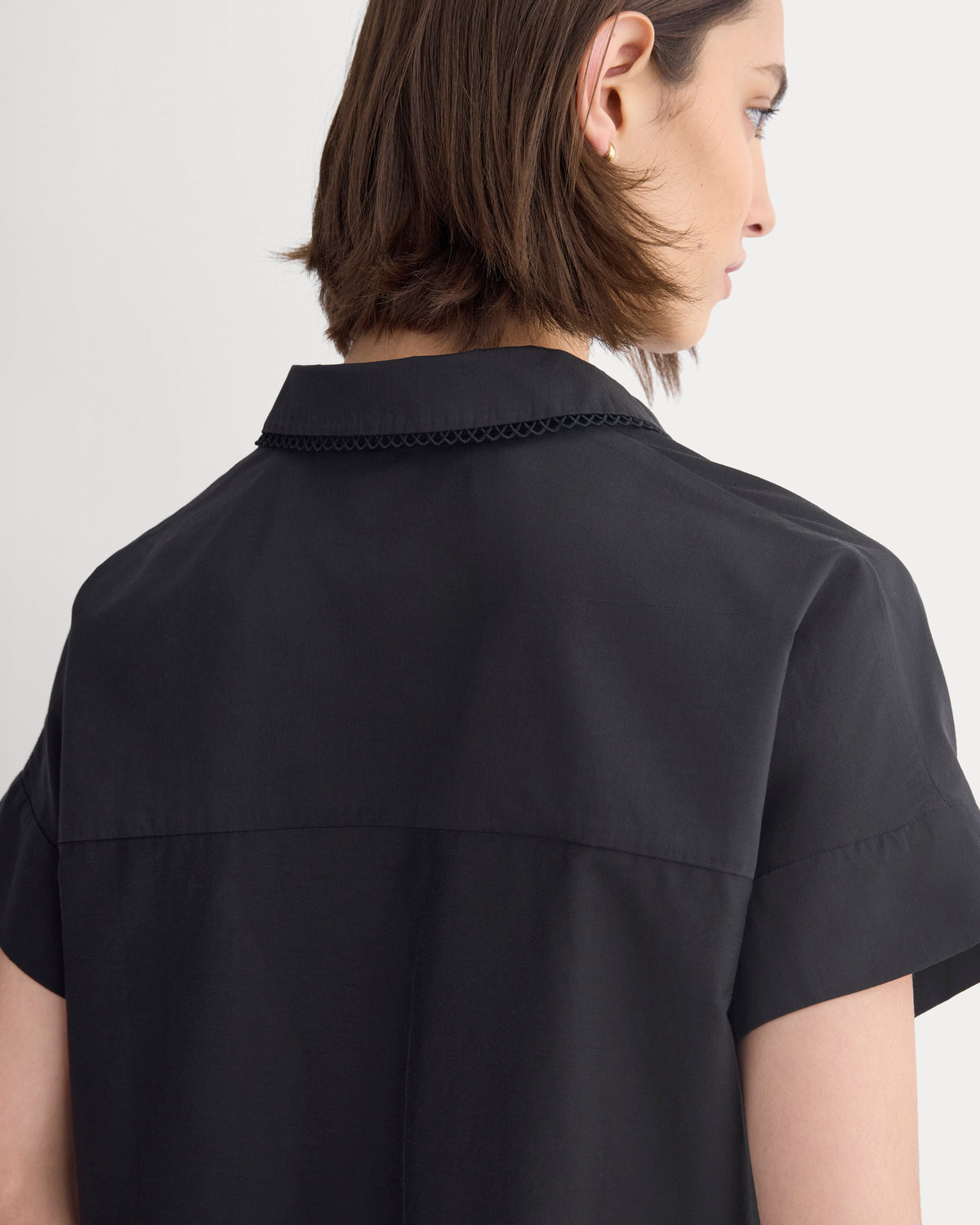 Scalloped-Collar Square Shirt in Black — detail view