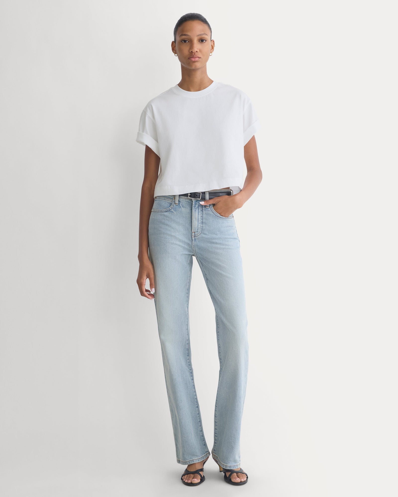 High-Rise Slim Bootcut Jean in Light Indigo — front view