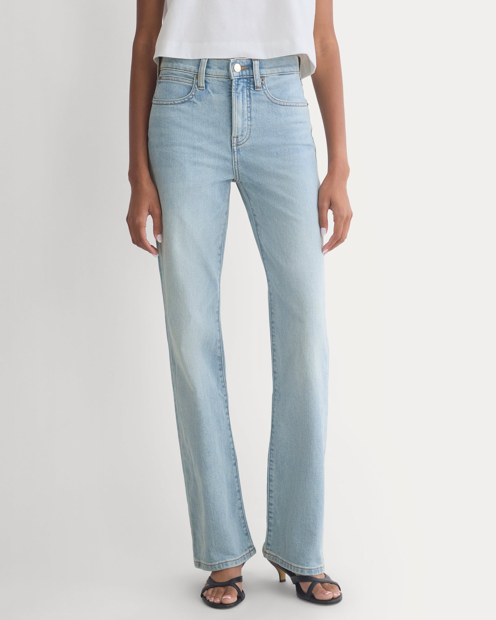 High-Rise Slim Bootcut Jean in Light Indigo — detail view