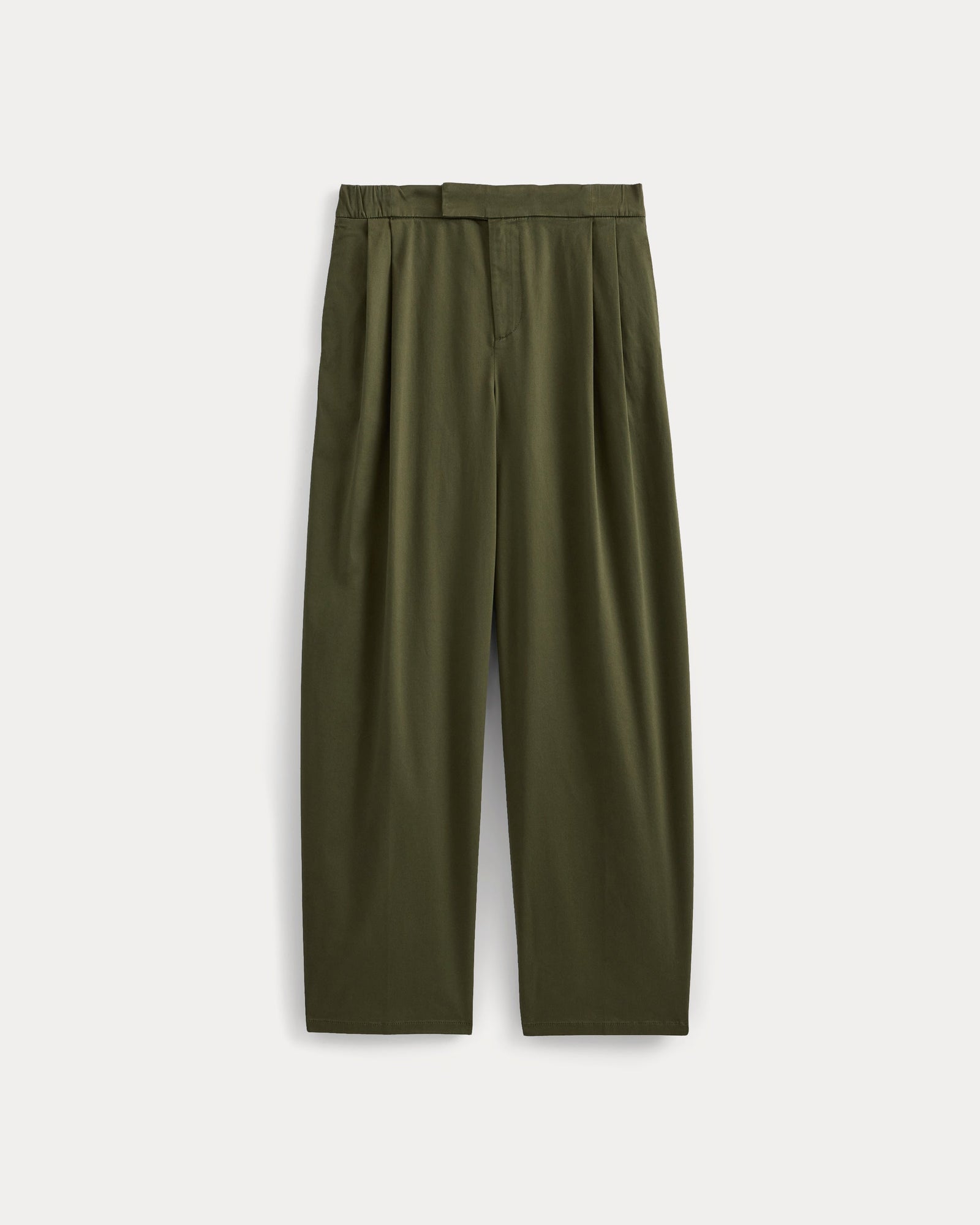 Barrel-Leg Pant in Organic Cotton Sateen in Olive Night — alternate view