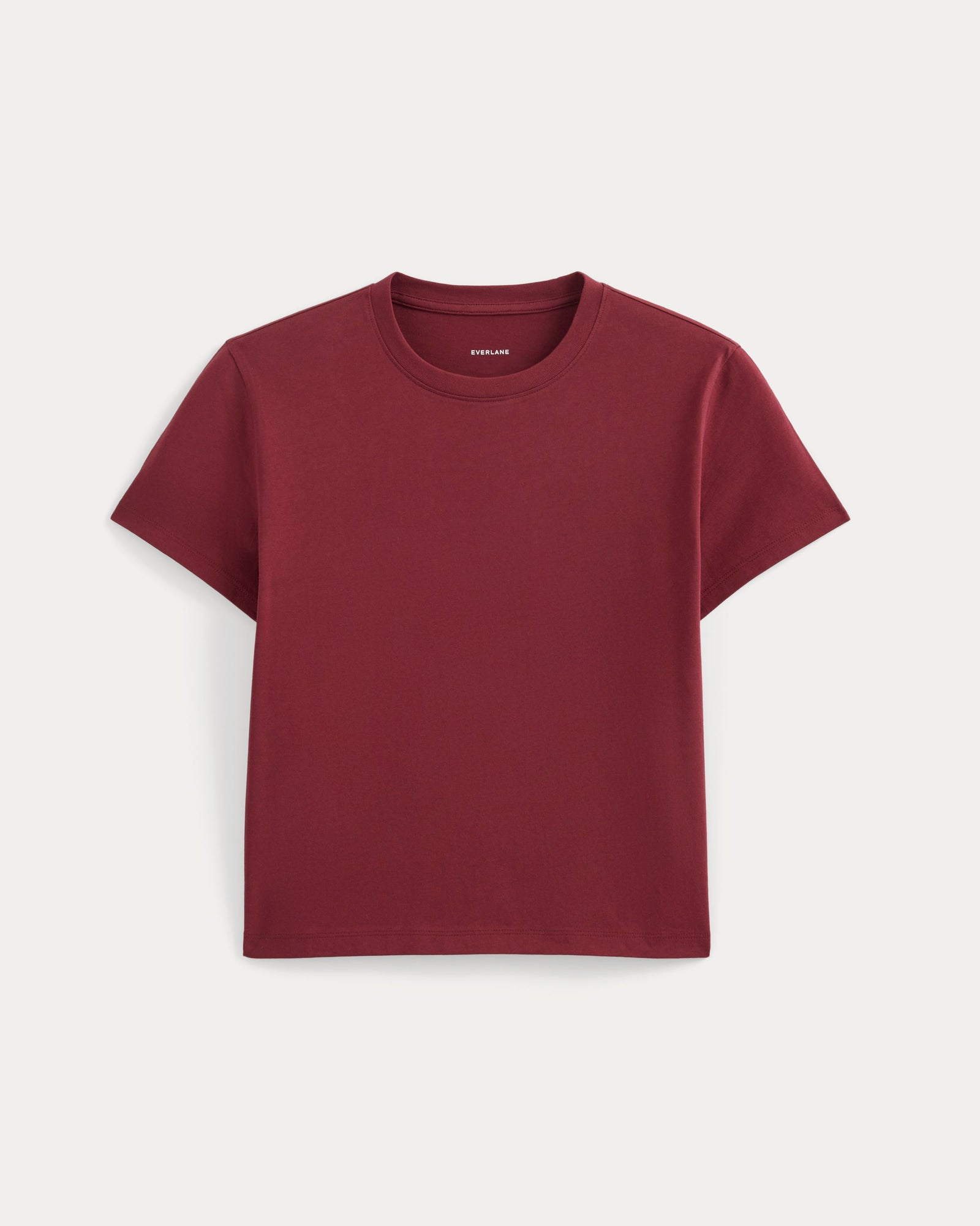 The Box-Cut Tee in Essential Cotton in Cabernet — alternate view