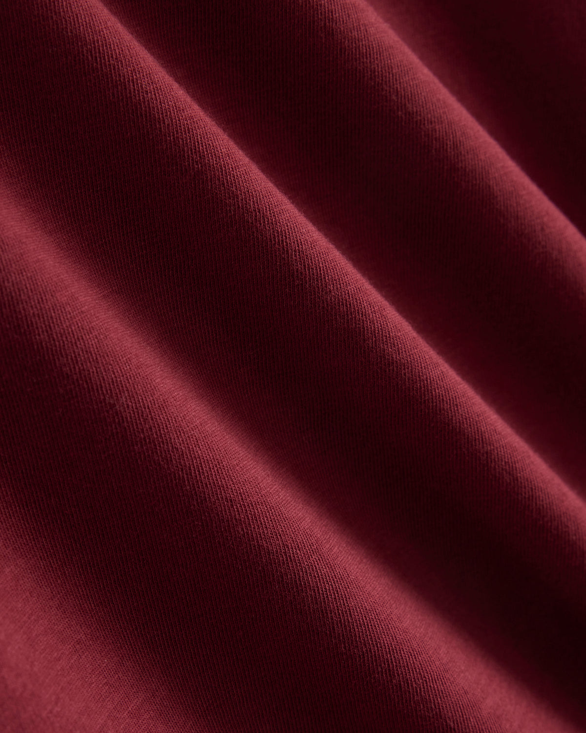 The Box-Cut Tee in Essential Cotton in Cabernet — detail view