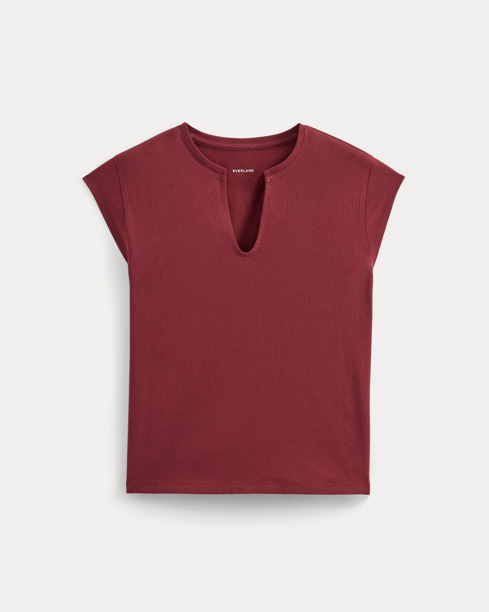 Tie-Back Tee in Organic Cotton in Cabernet — alternate view