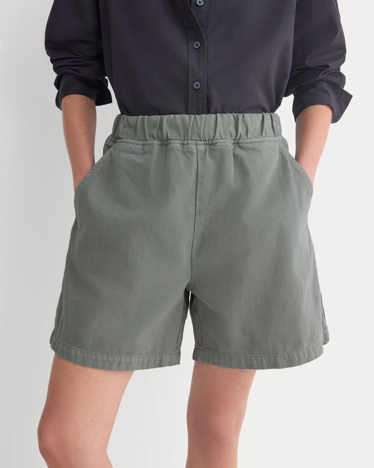 Denim Easy Short in Agave Green — detail view