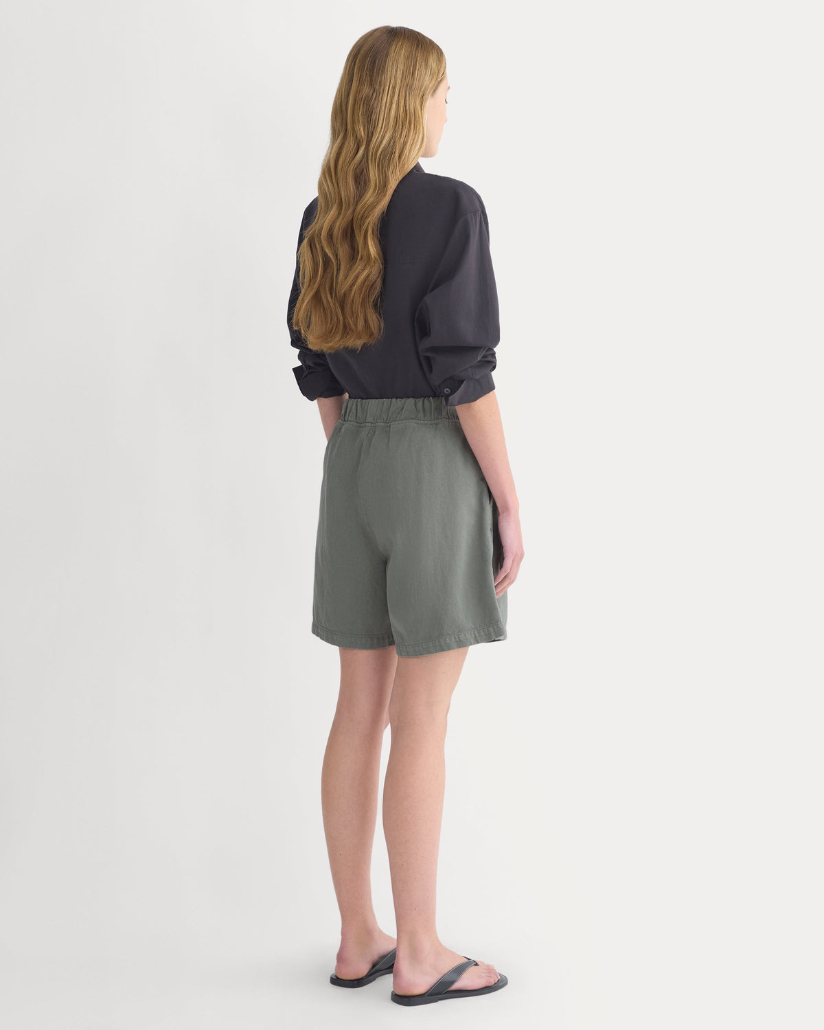 Denim Easy Short in Agave Green — detail view