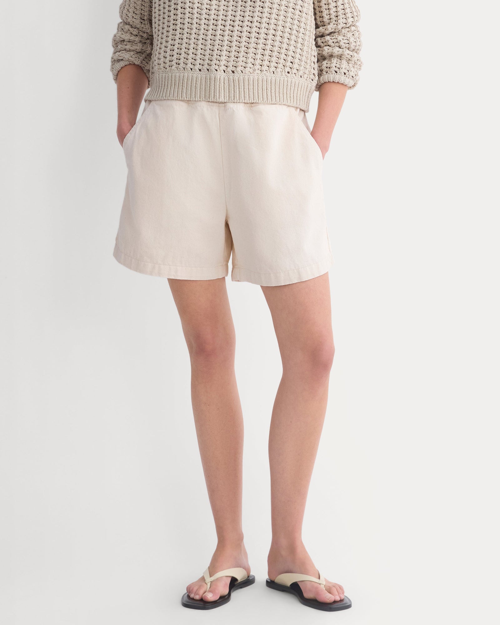 Denim Easy Short in Ecru — detail view
