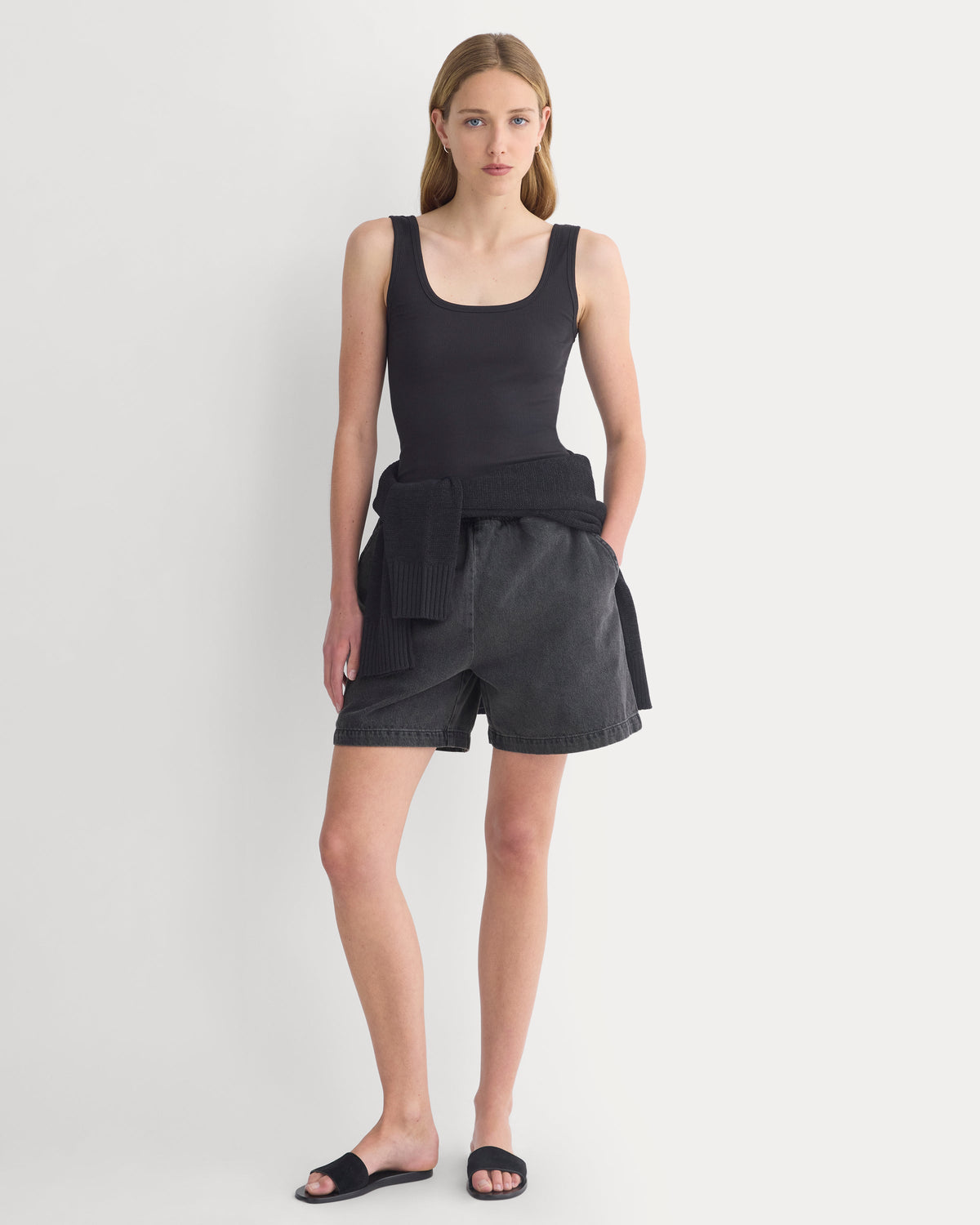 Denim Easy Short in Midnight — front view
