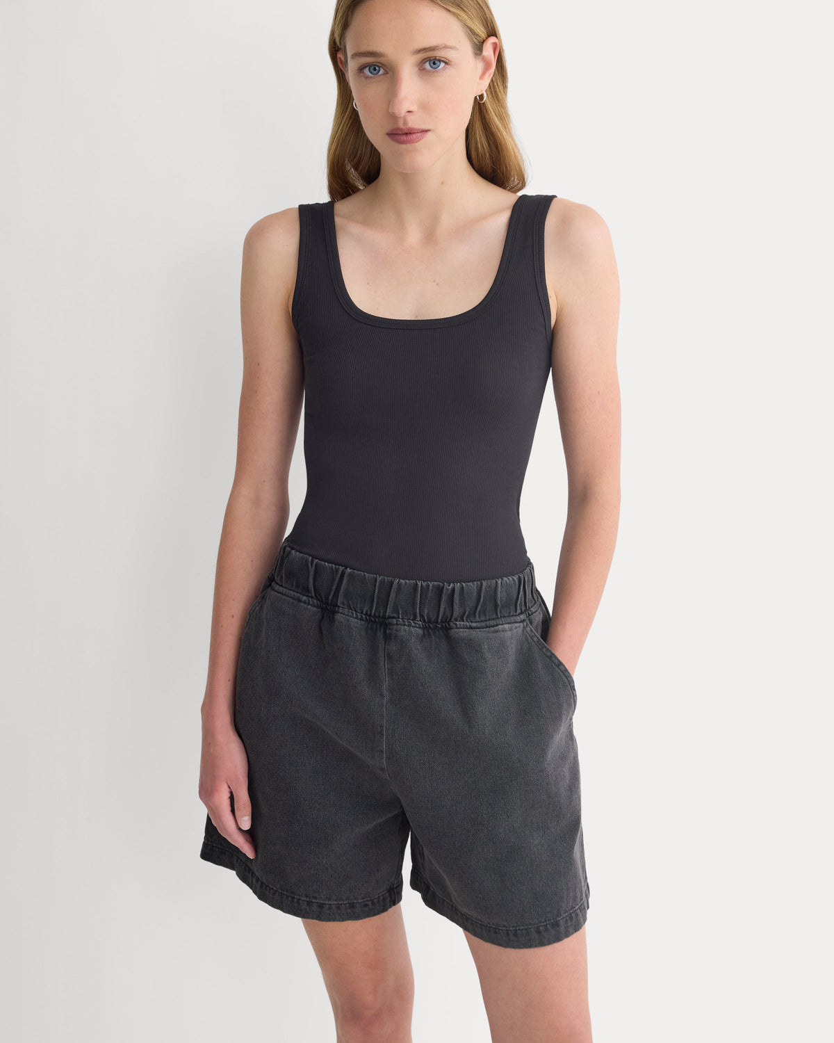 Denim Easy Short in Midnight — detail view