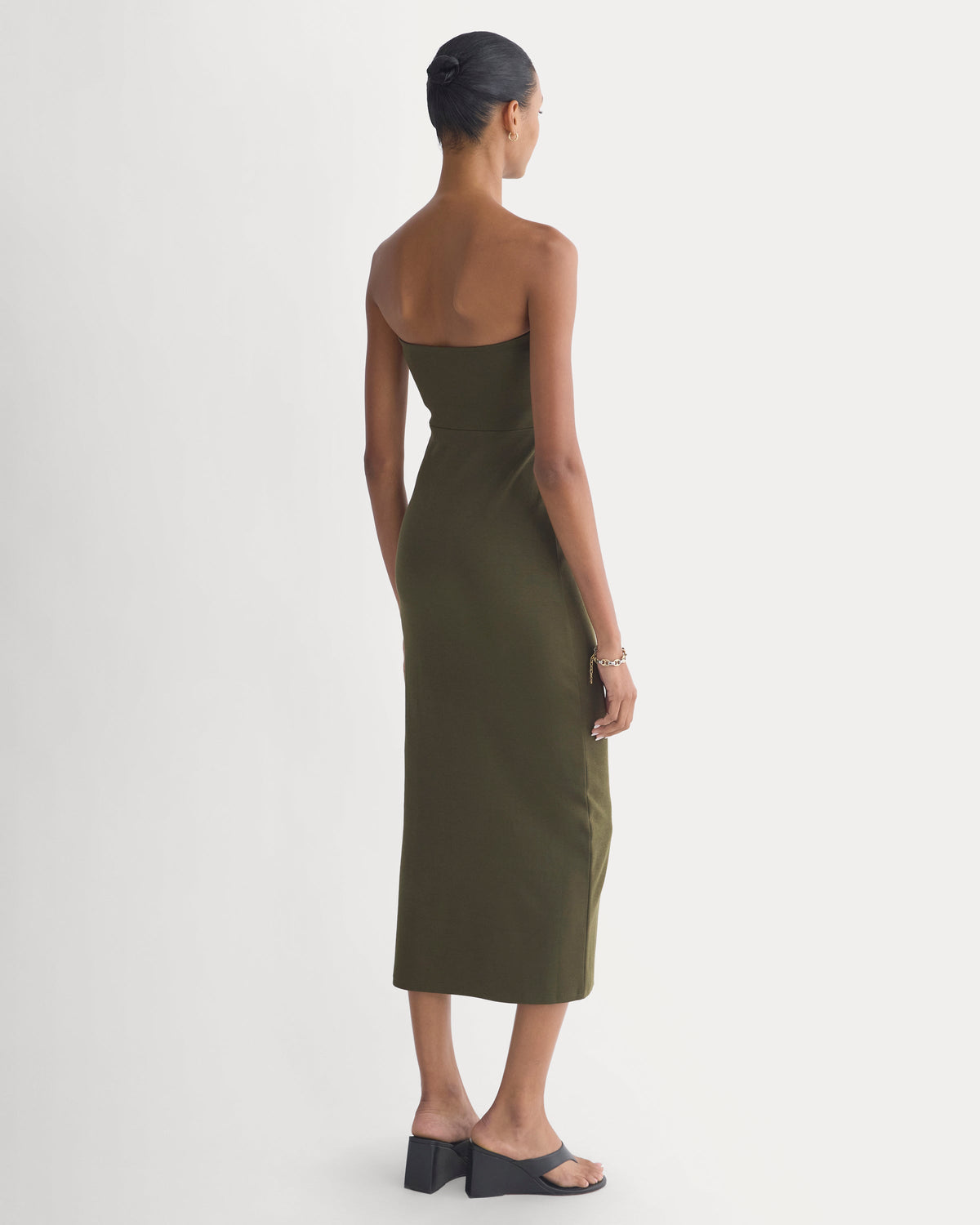 Form Tube Dress in Olive Night — detail view