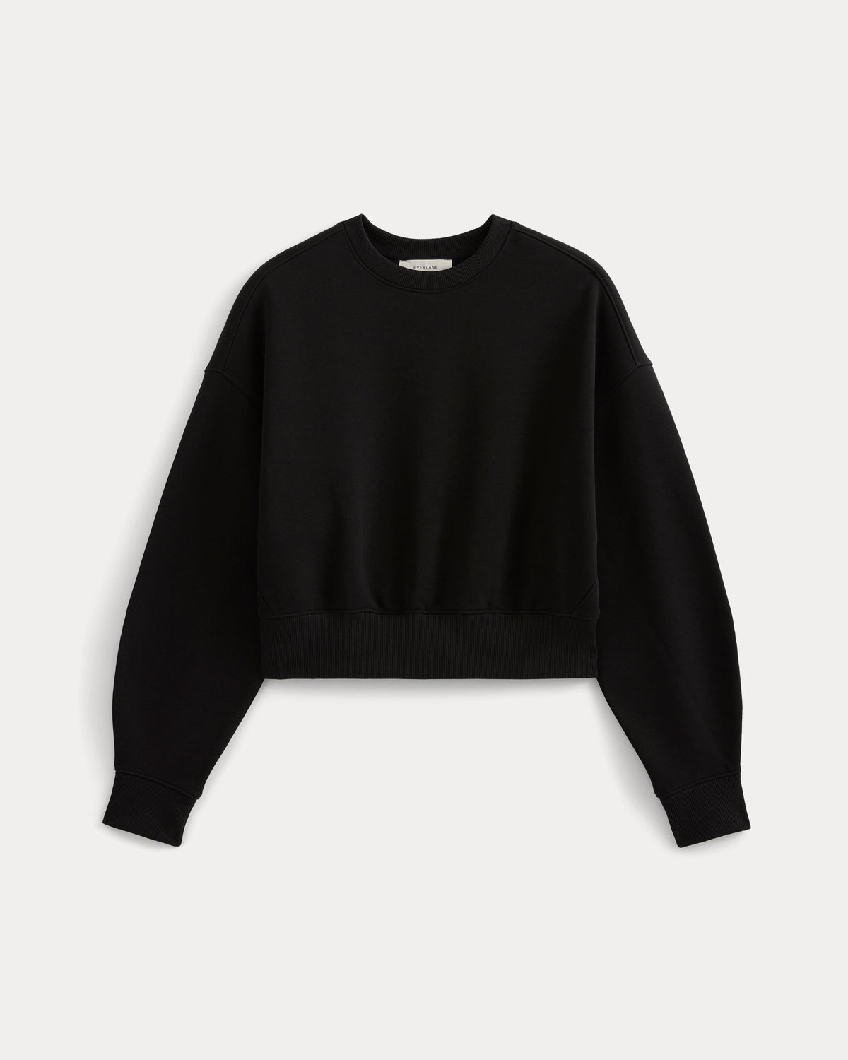 Luxe Fleece Shrunken Crew in Black — alternate view