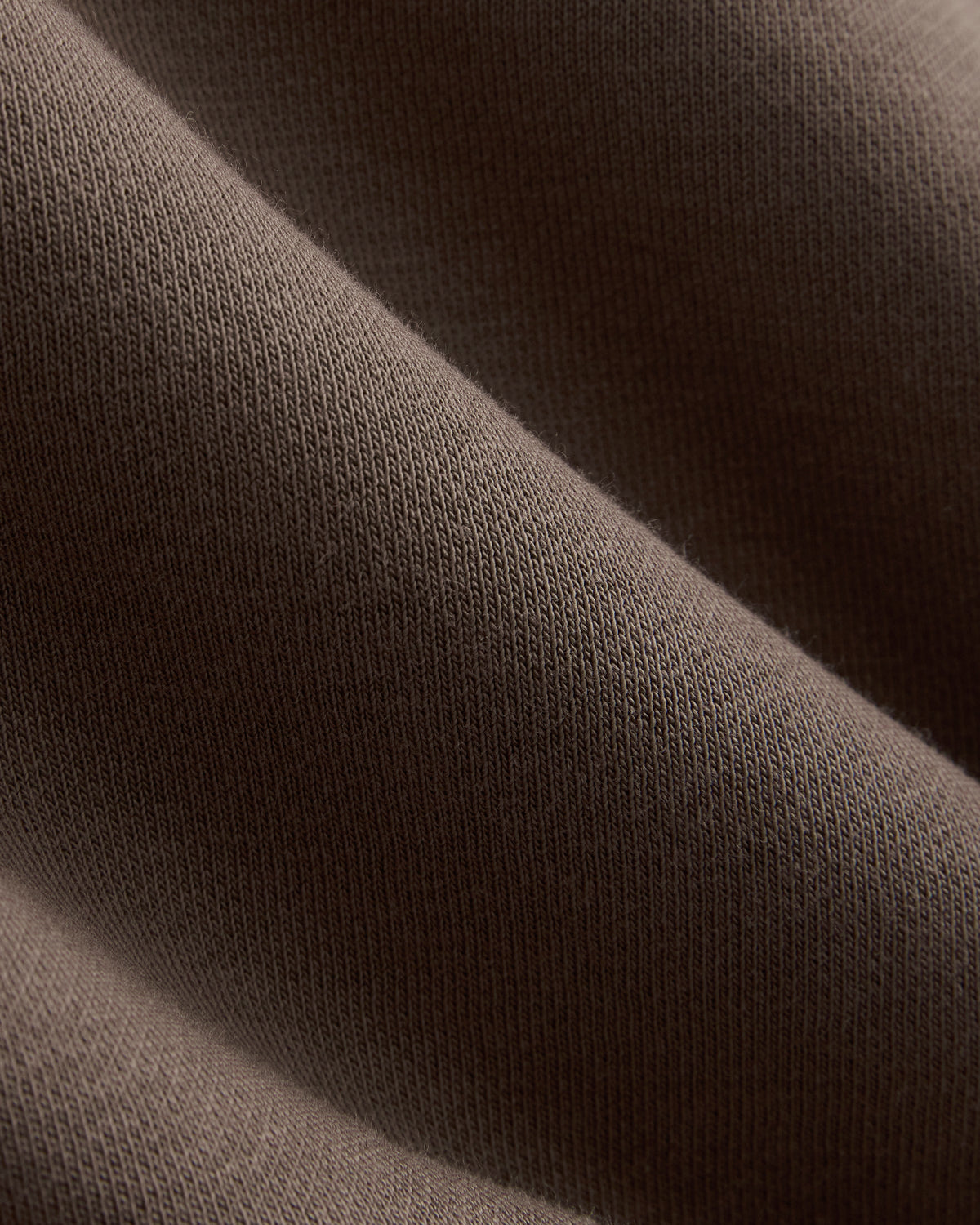Luxe Fleece Shrunken Crew in Chocolate — detail view