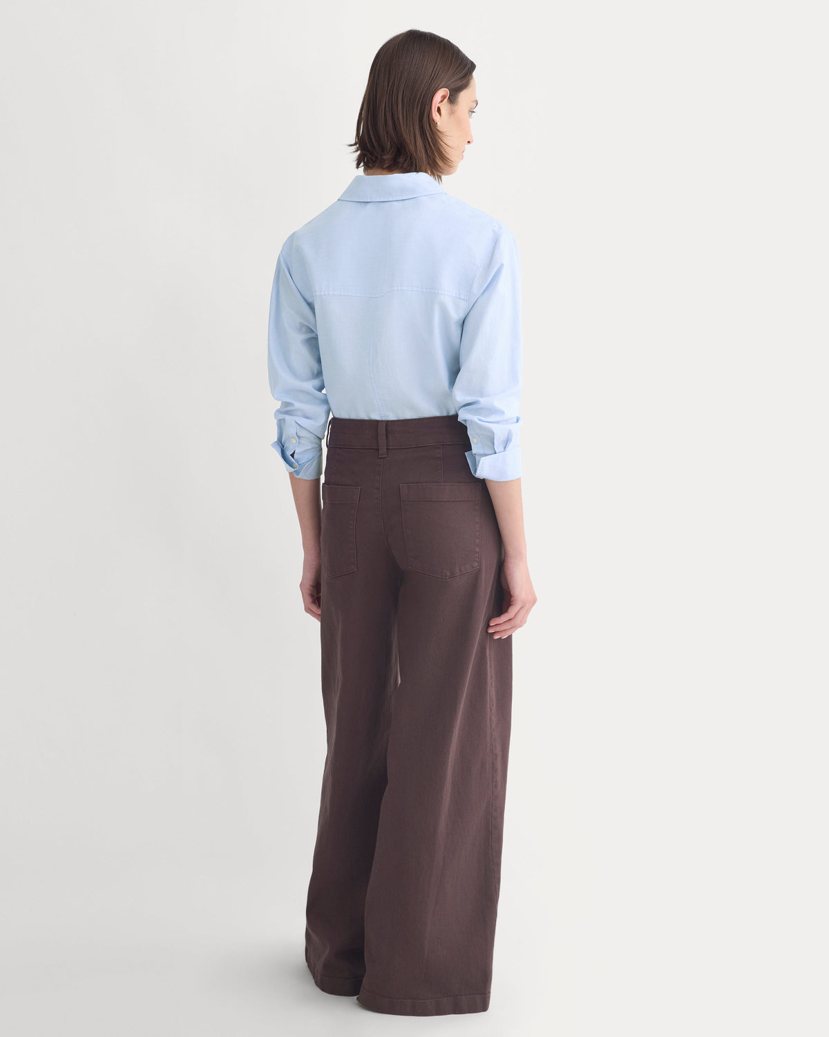 Utility Seamed Wide-Leg Pant in Coffee Bean — detail view