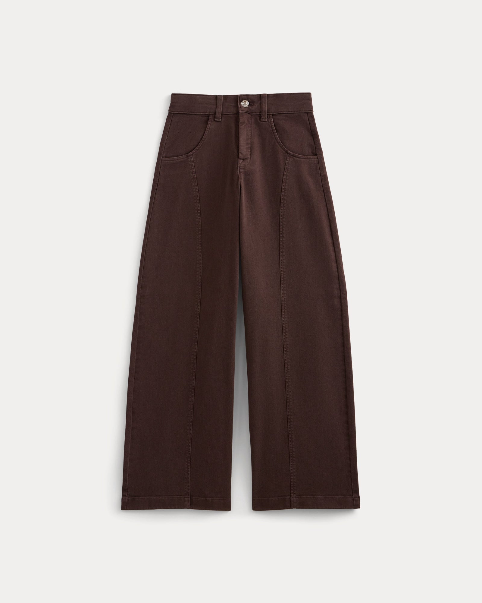 Utility Seamed Wide-Leg Pant in Coffee Bean — detail view