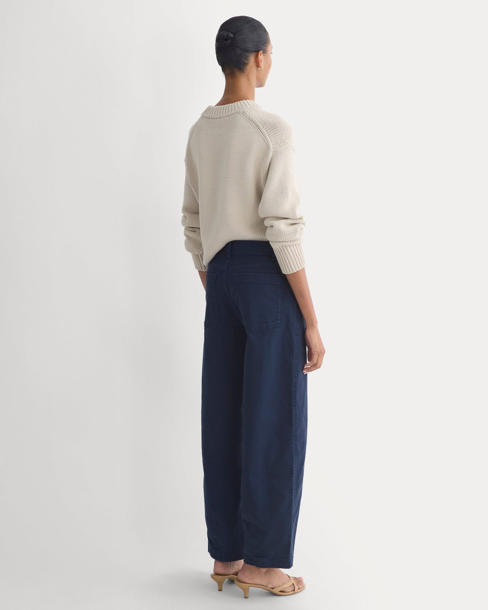 Utility Twill Barrel Pant in Navy — detail view
