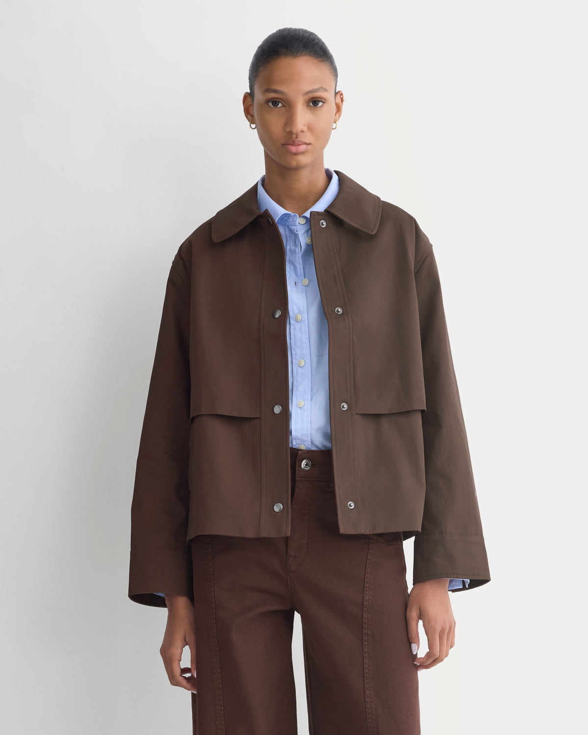 Organic Cotton Twill Field Jacket in Coffee Bean — front view