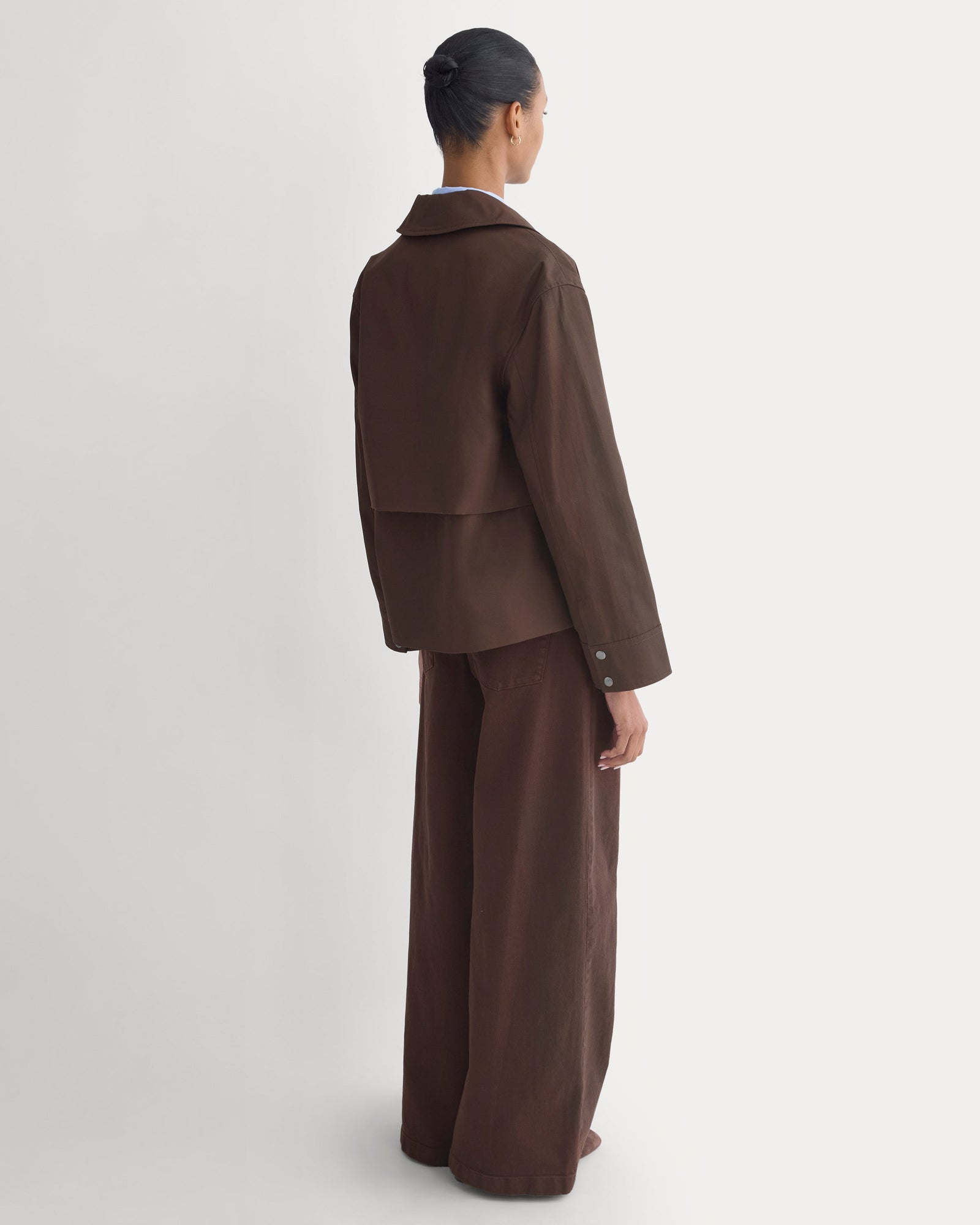 Organic Cotton Twill Field Jacket in Coffee Bean — detail view