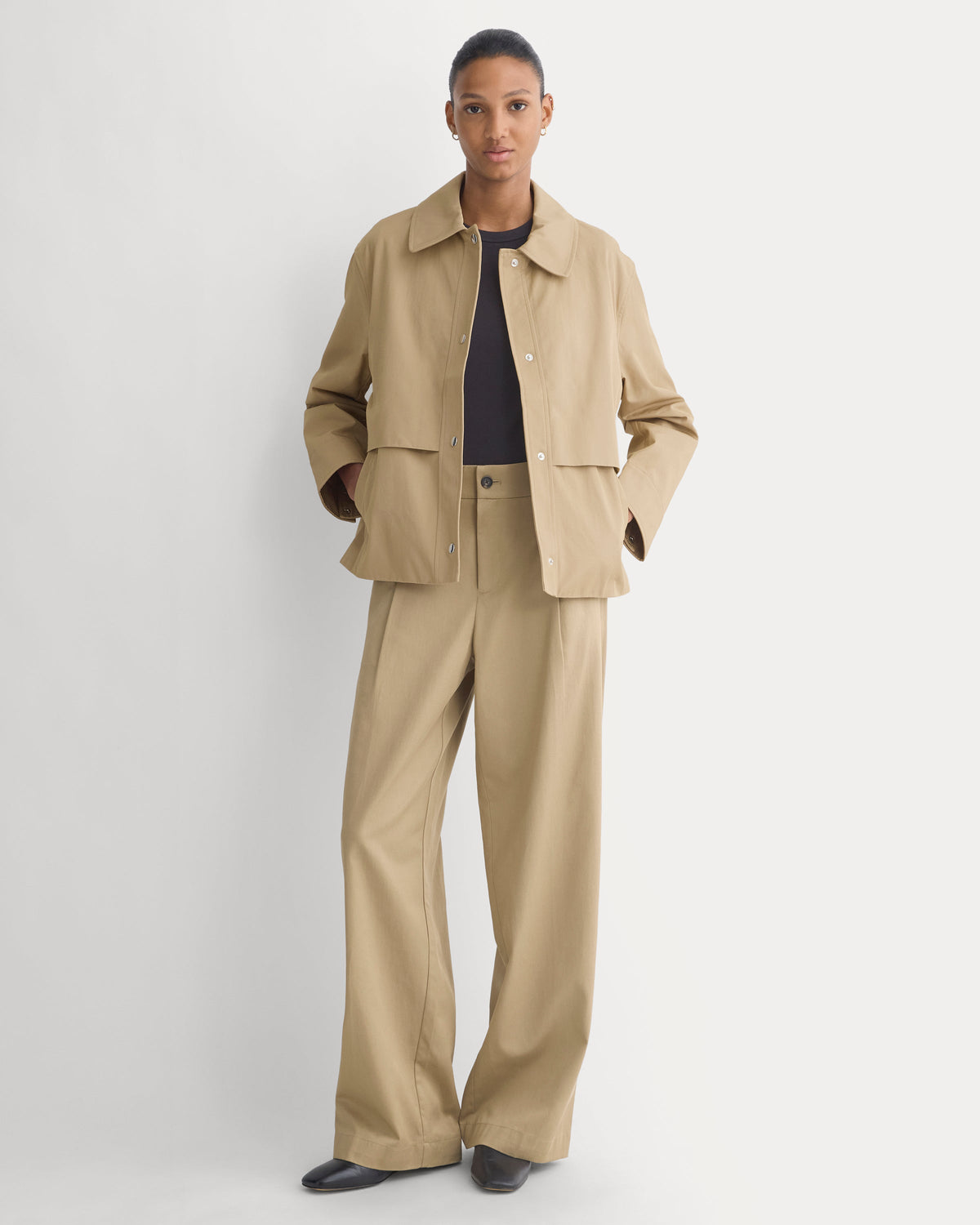 Organic Cotton Twill Field Jacket in Cornstalk — detail view