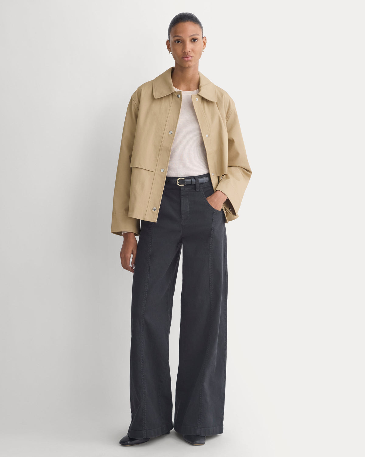 Organic Cotton Twill Field Jacket in Cornstalk — detail view