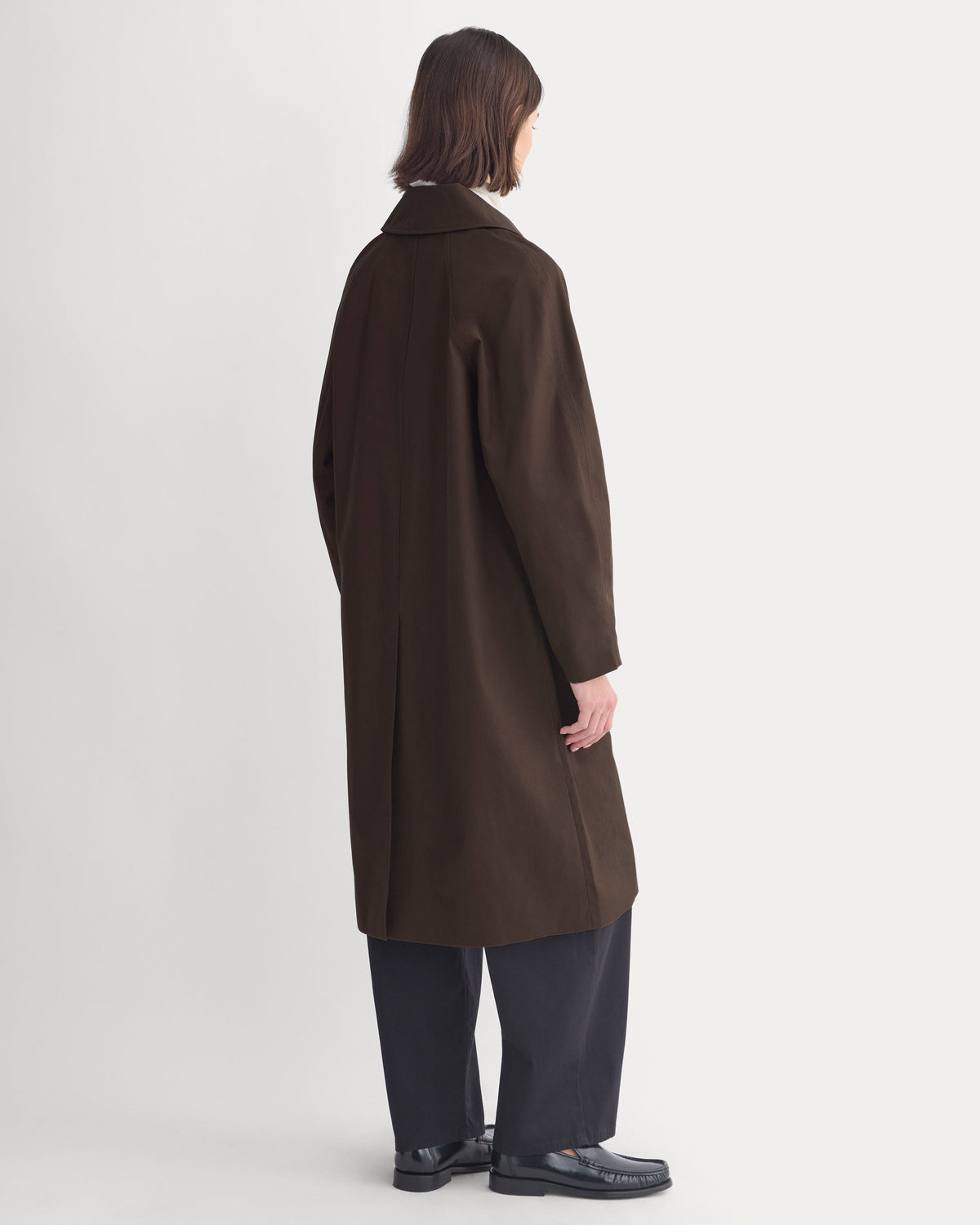 Oversized Mac Coat in Coffee Bean — detail view