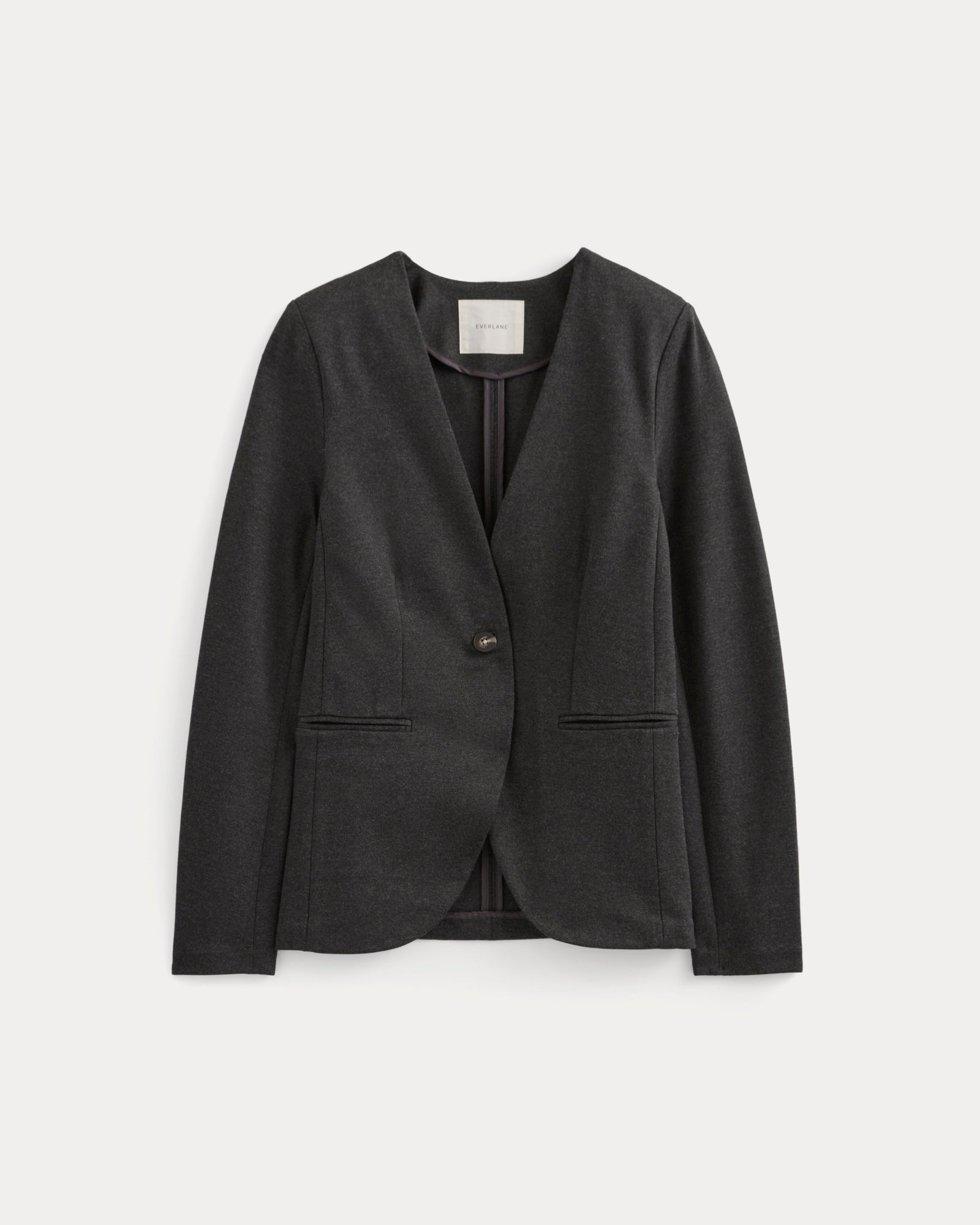Collarless Ponte Blazer in Heathered Soot — alternate view