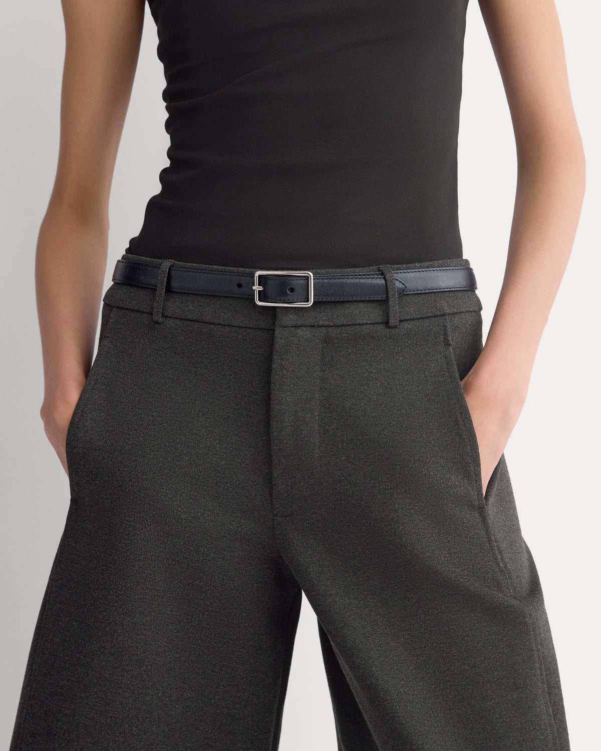 Ponte Bermuda Shorts in Heathered Soot — detail view