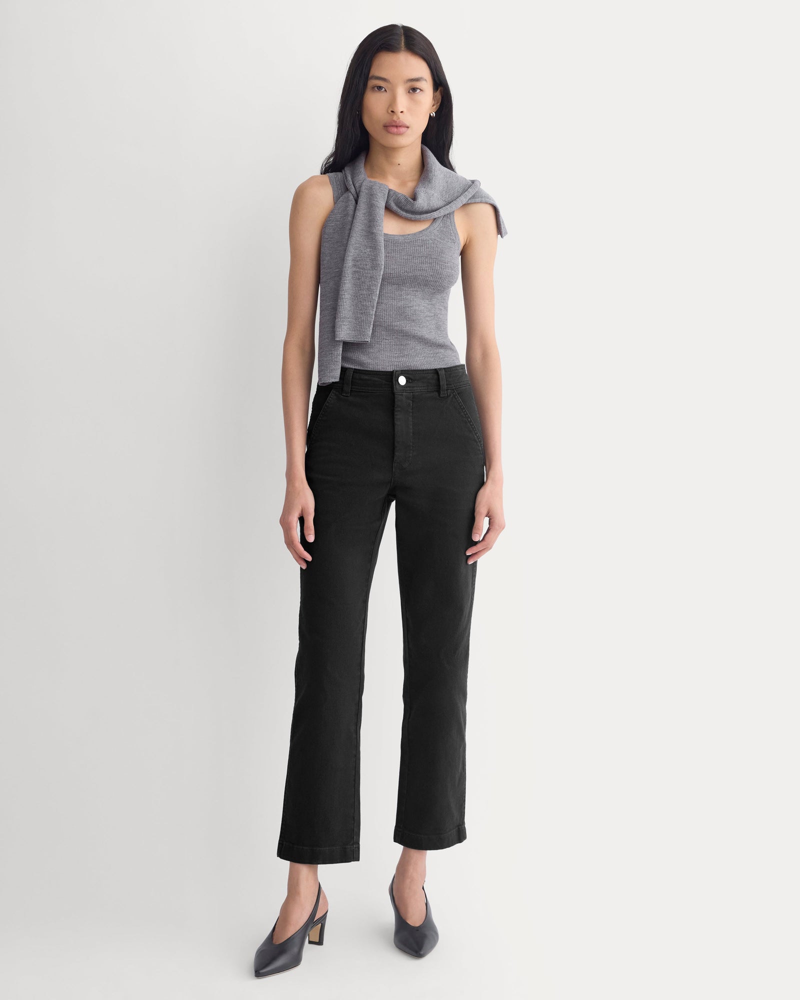 Utility Cigarette Pant in Black — front view