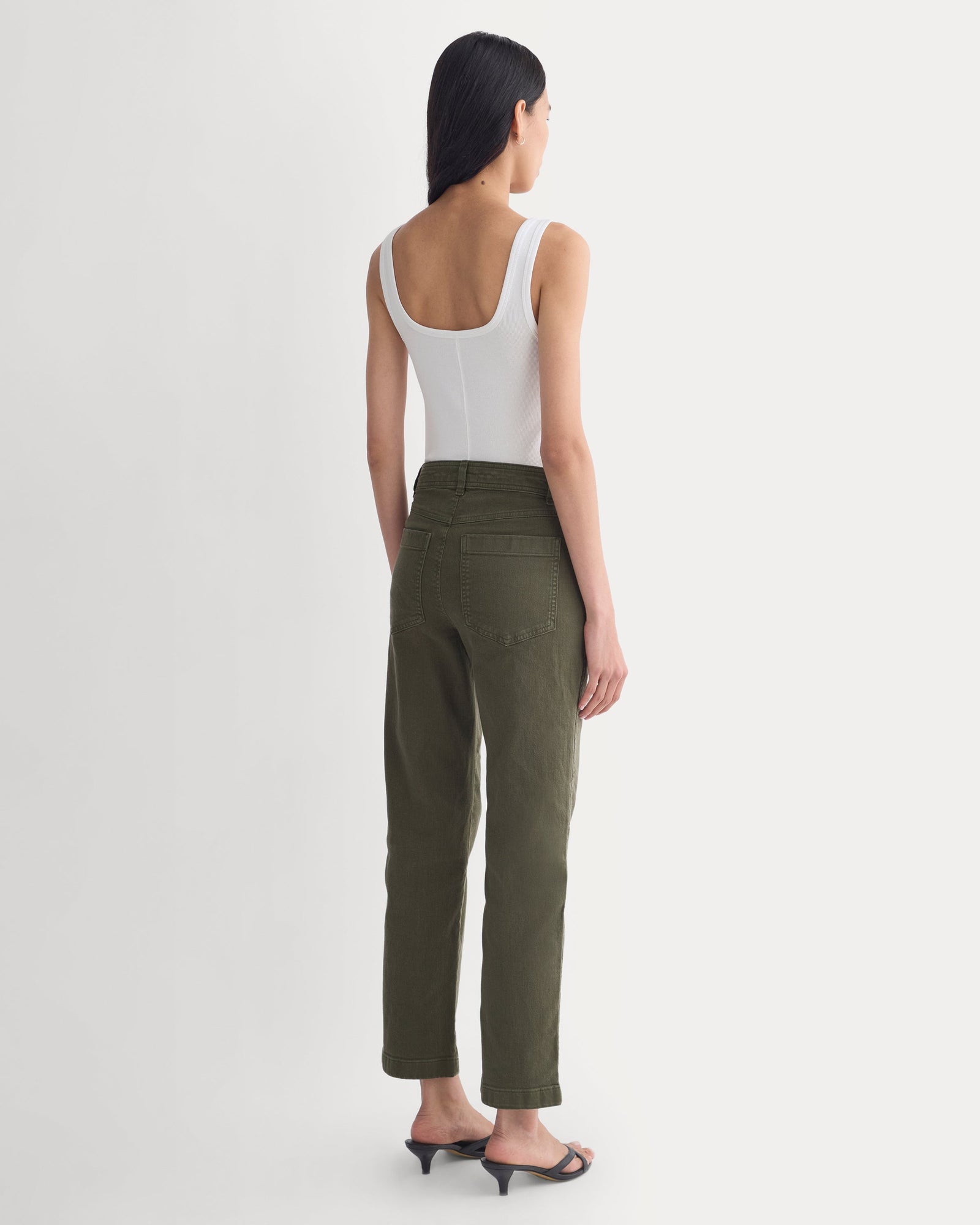 Utility Cigarette Pant in Olive Night — detail view