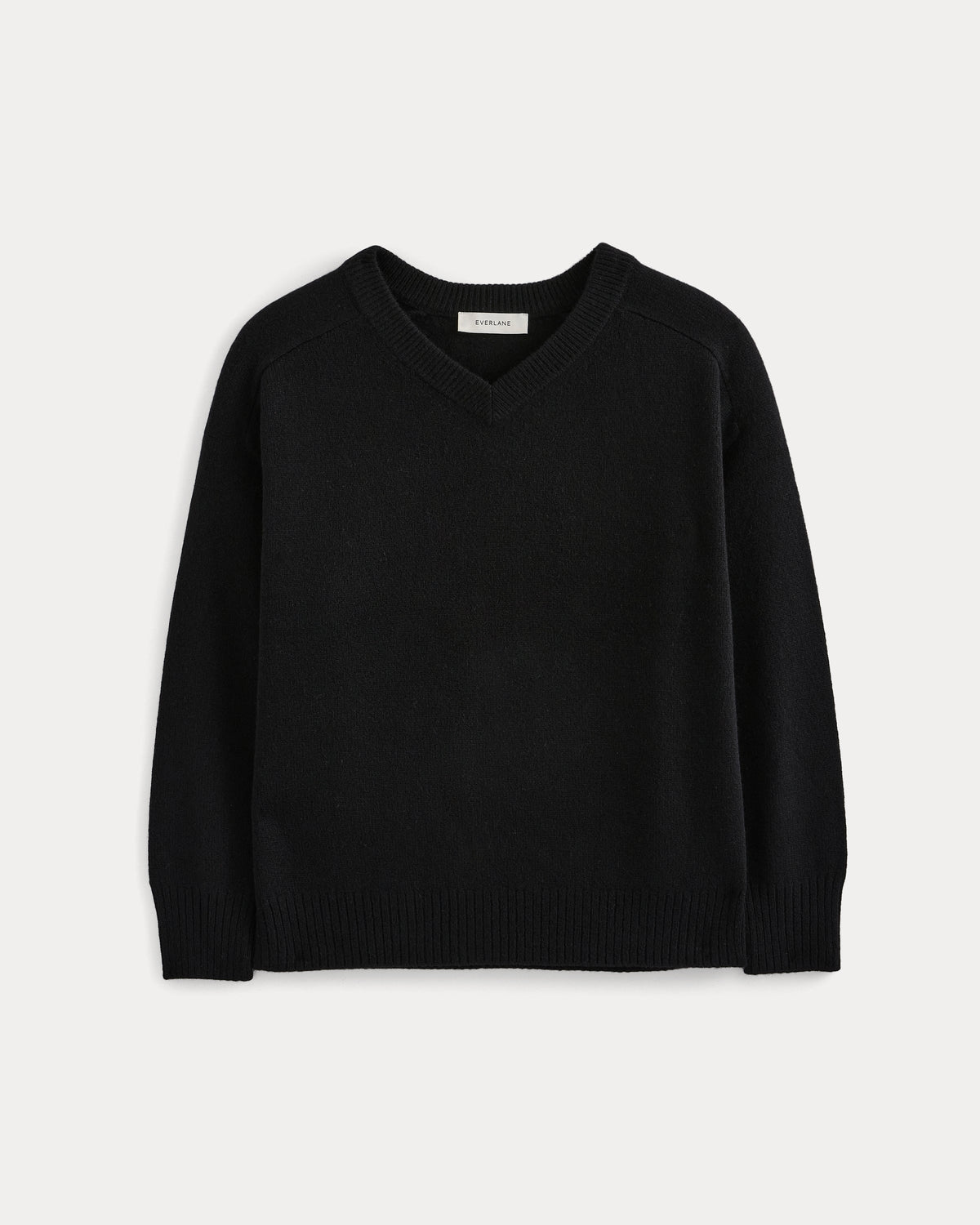 Cashmere High V Boyfriend Sweater in Black — alternate view