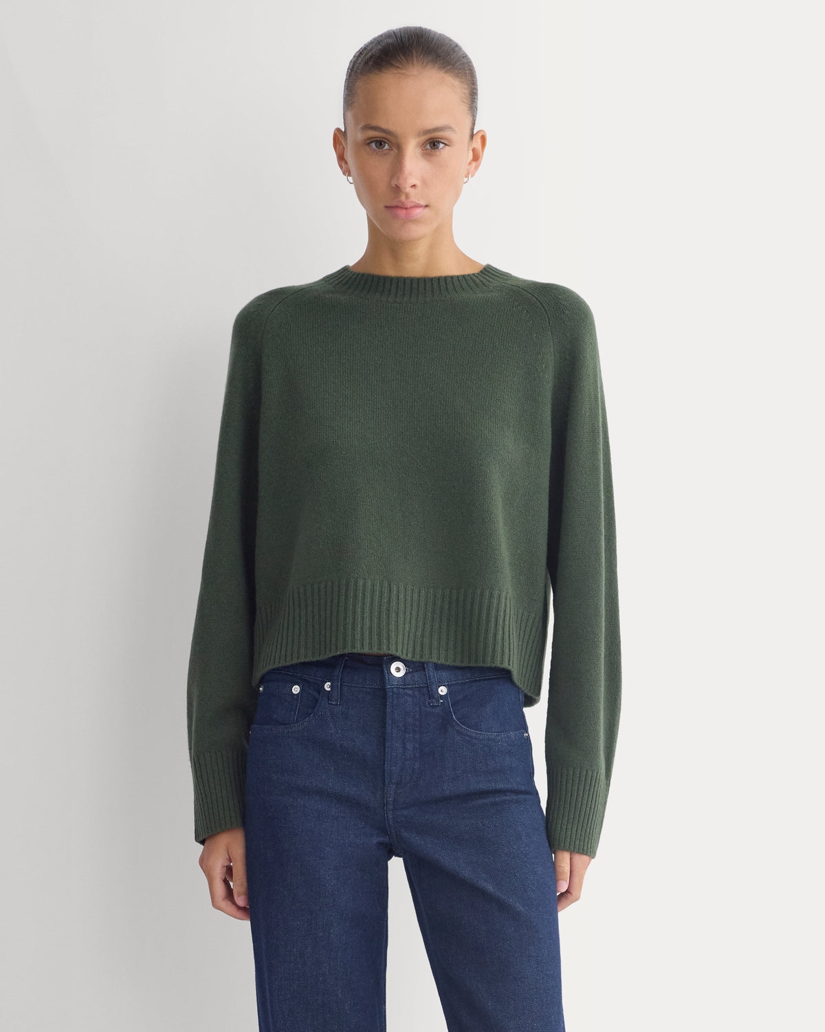 The Boxy Crew in Cashmere in Dark Forest — front view