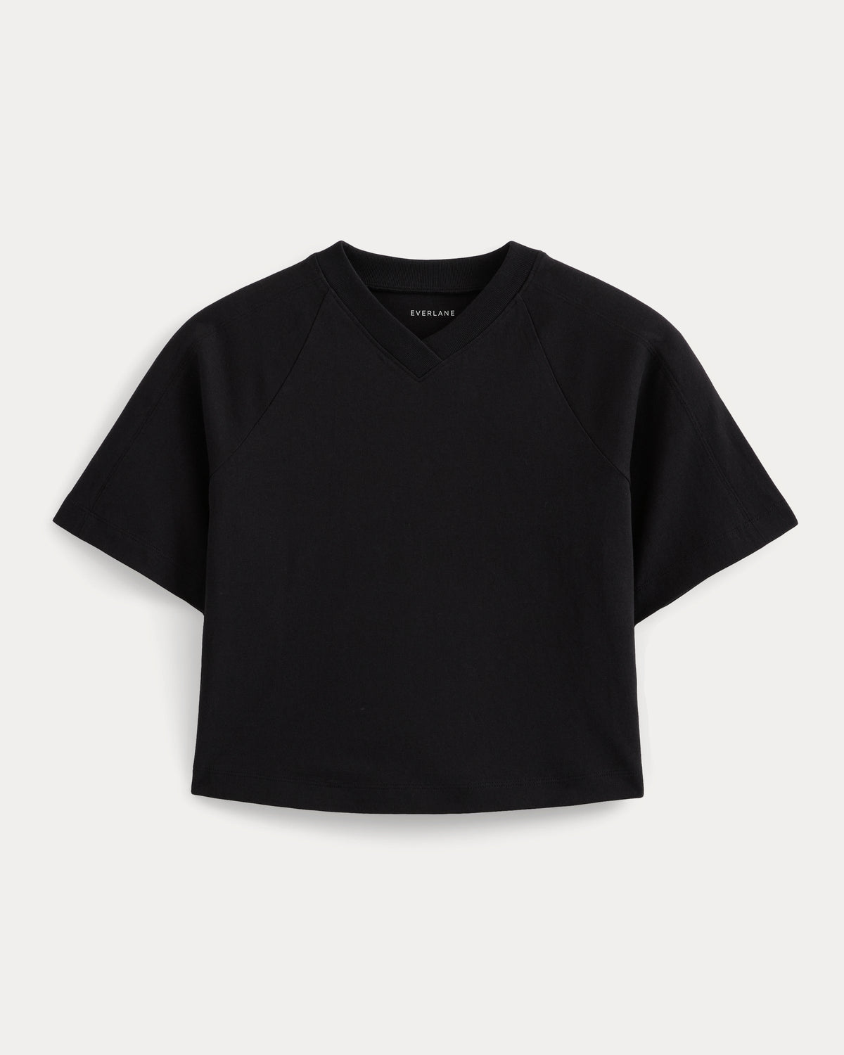 Premium Weight Cropped Paneled Tee in Black — alternate view