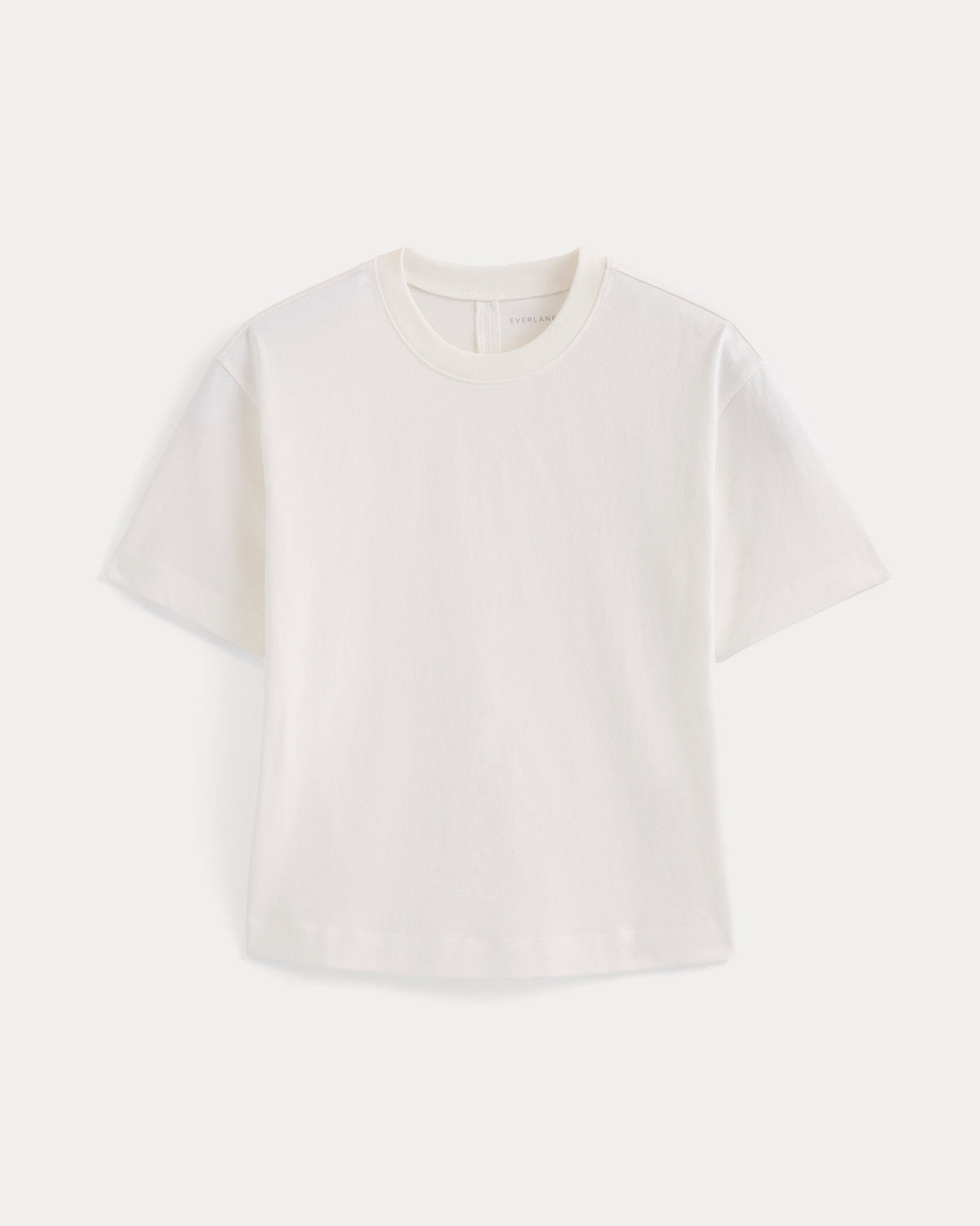 Premium Weight Back Slit Tee in White — detail view