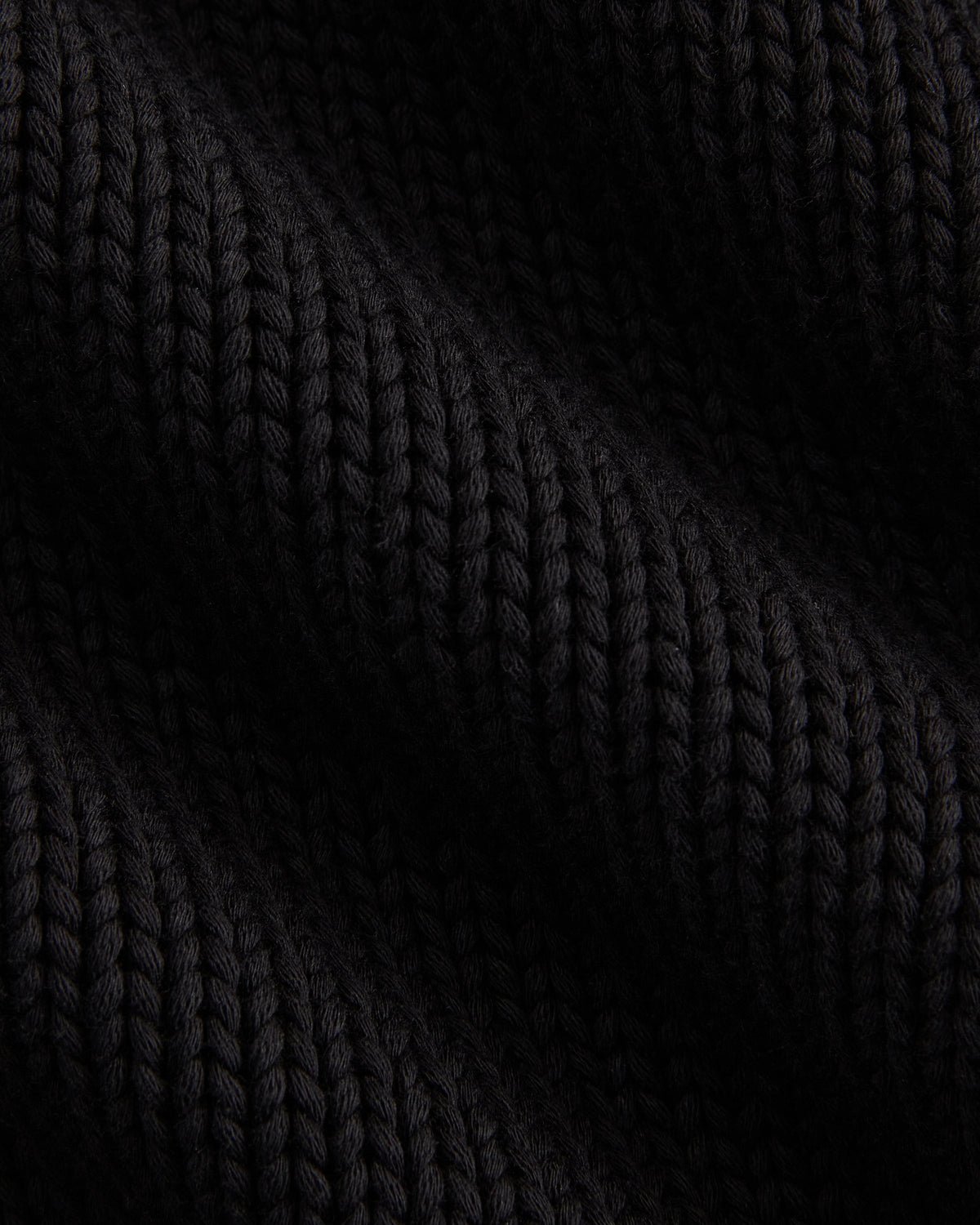 Open-Knit Cardigan Crew in Elevated Cotton in Black — detail view
