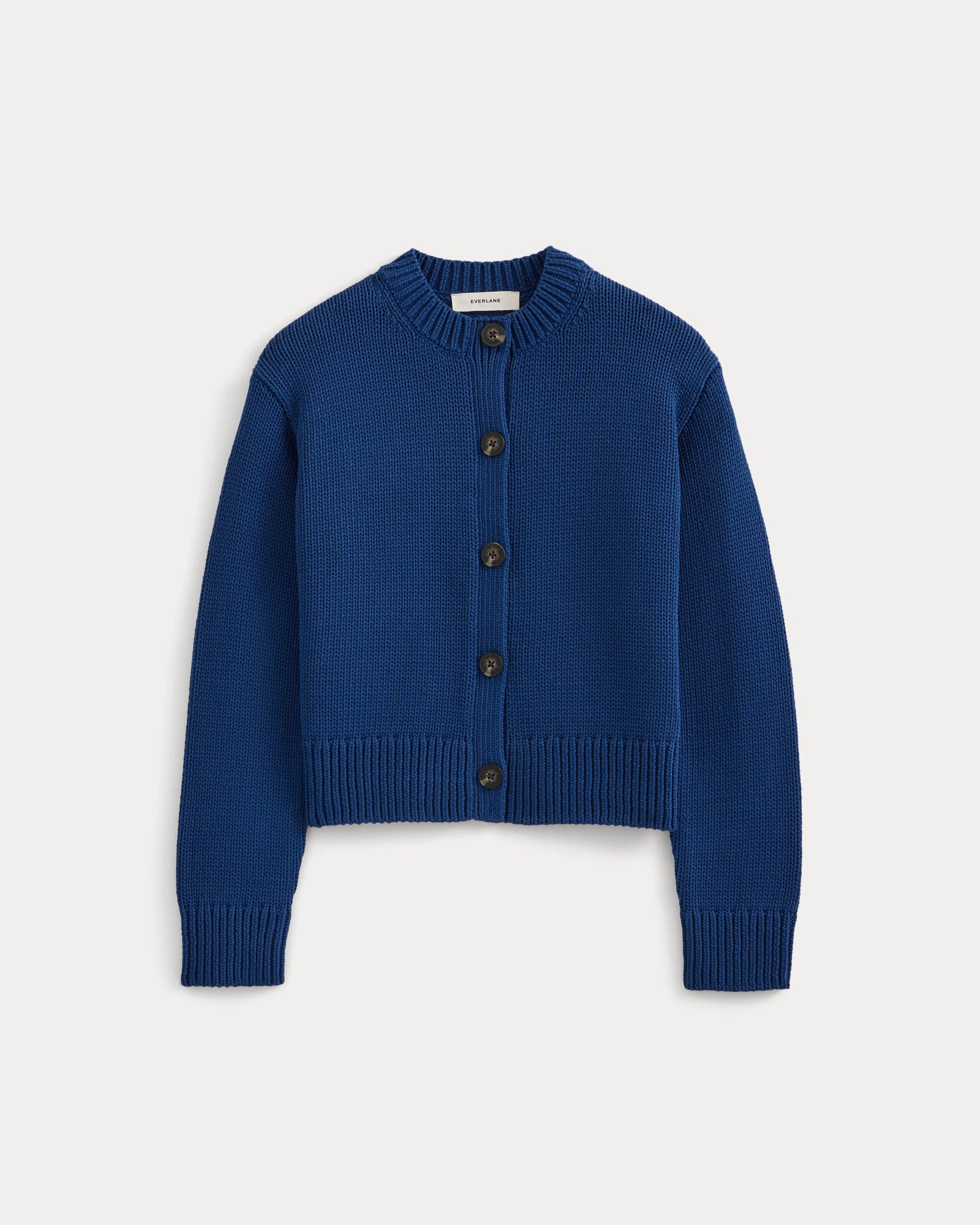 Open-Knit Cardigan Crew in Elevated Cotton in Estate Blue — alternate view