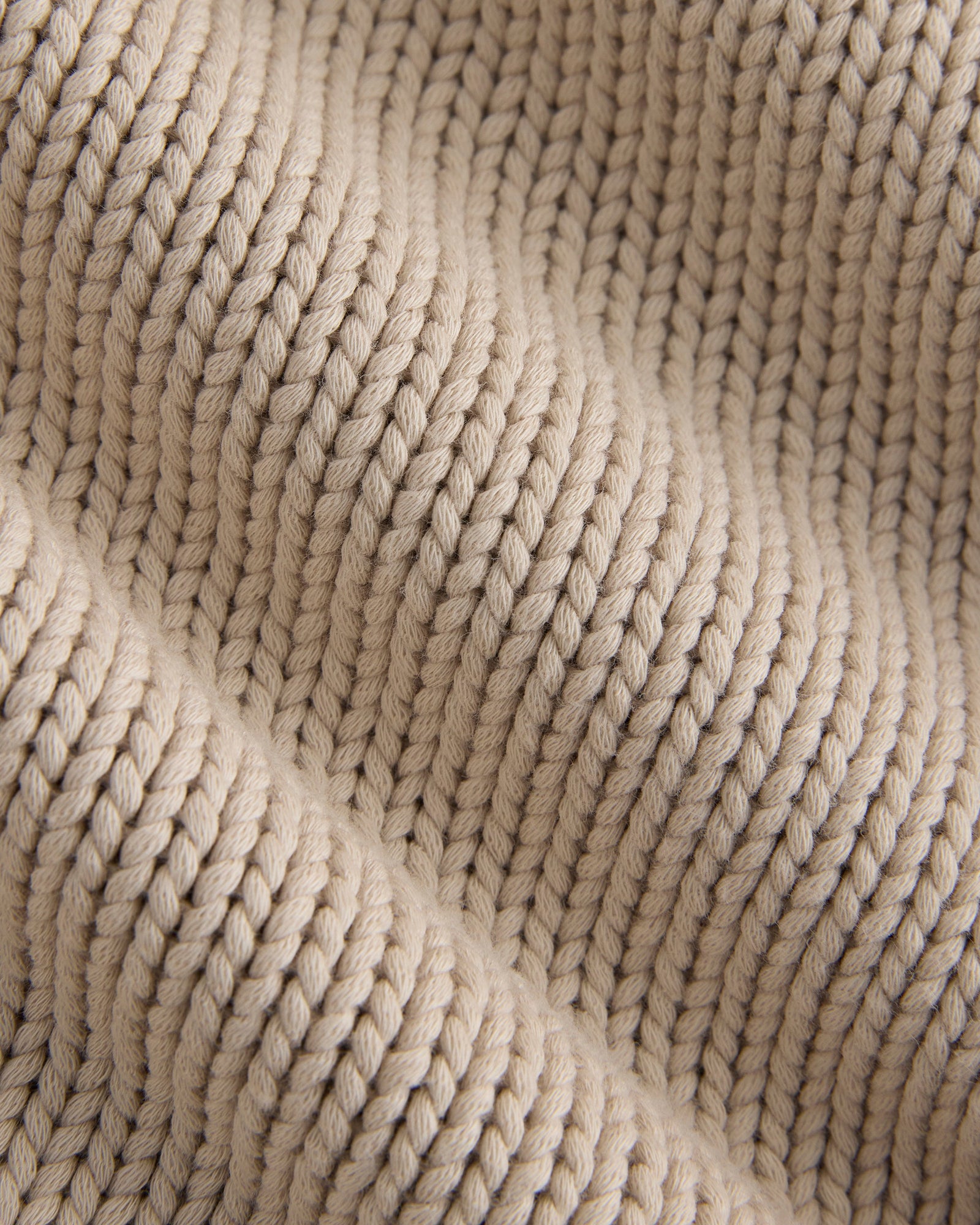 Open-Knit Cardigan Crew in Elevated Cotton in Peyote — detail view