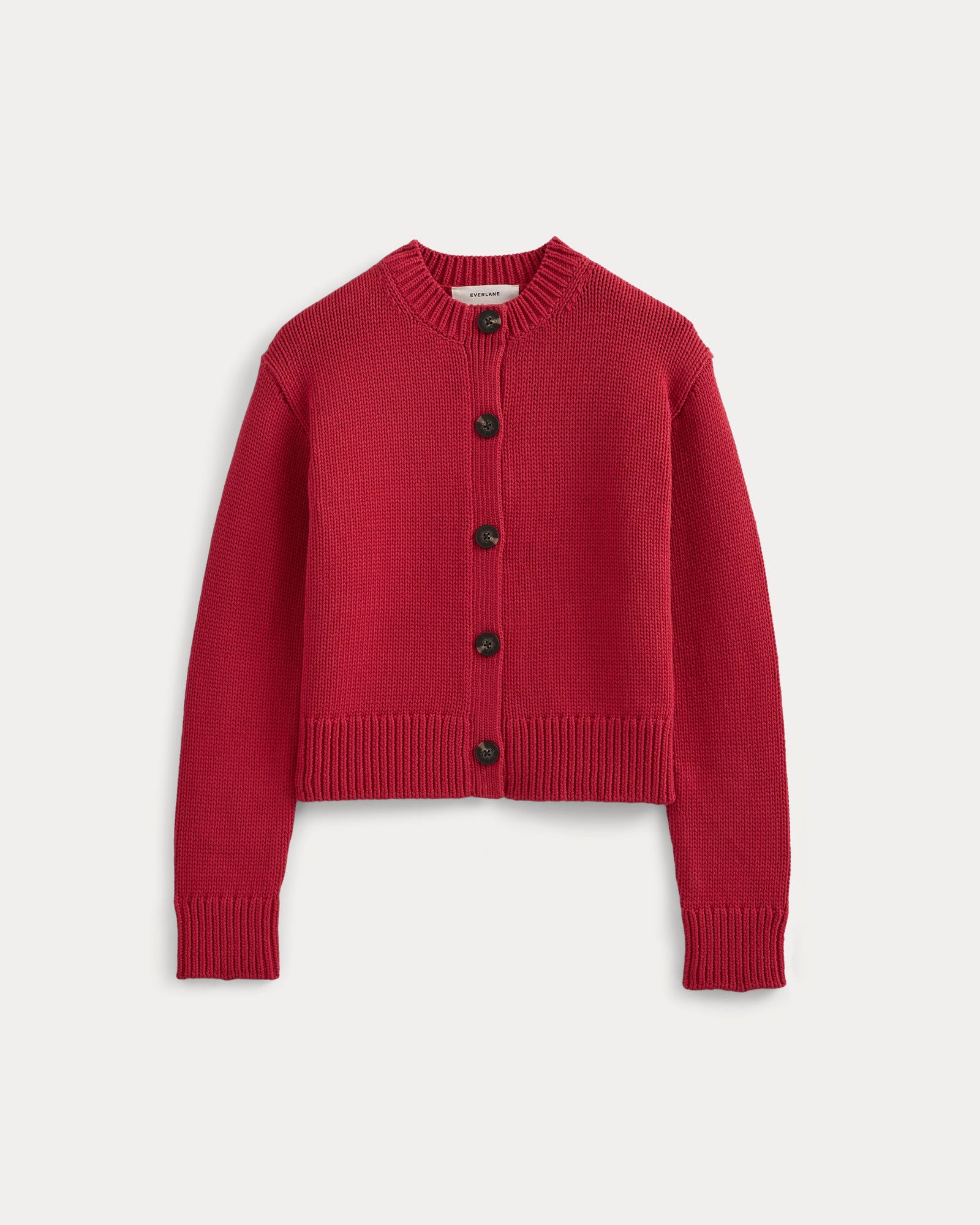 Open-Knit Cardigan Crew in Elevated Cotton in Vintage Red — alternate view