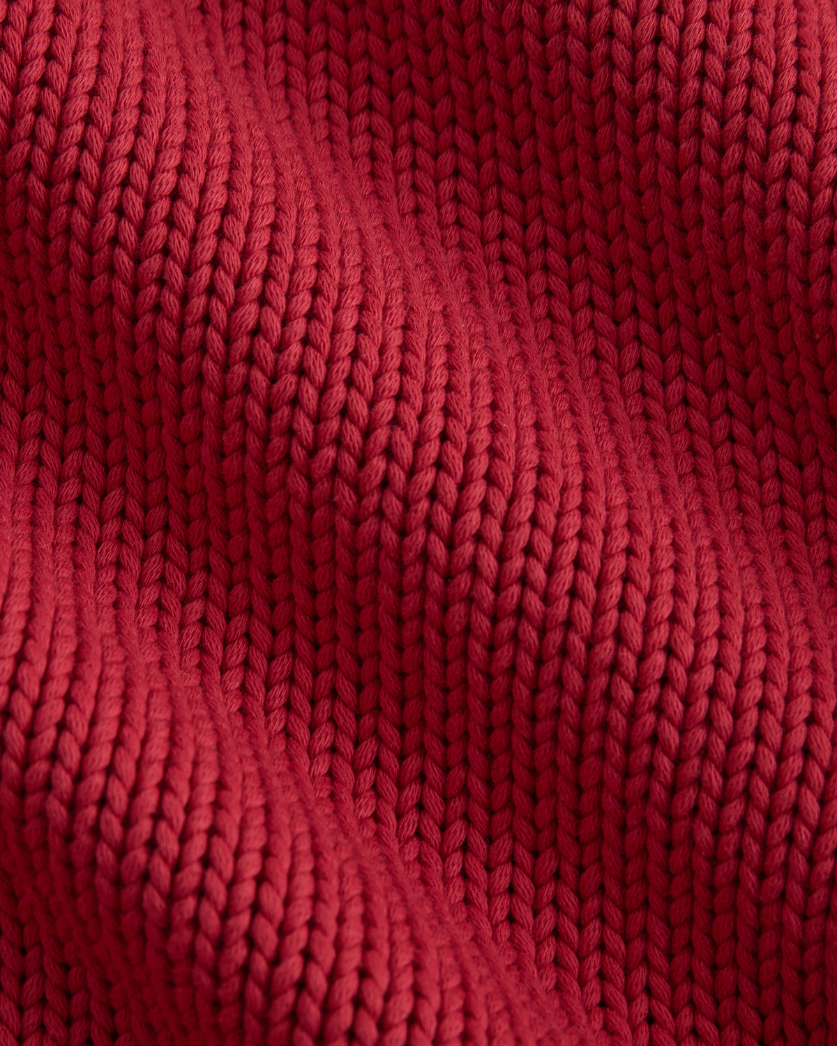 Open-Knit Cardigan Crew in Elevated Cotton in Vintage Red — detail view