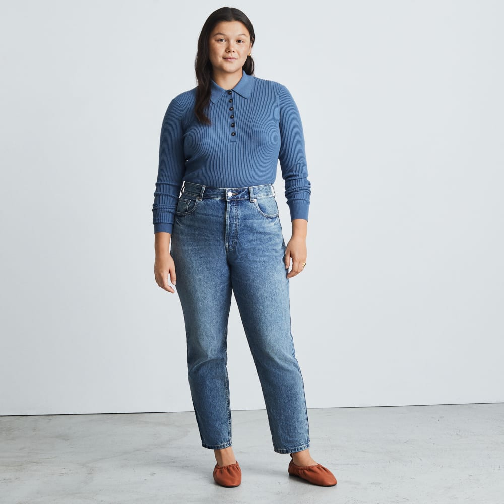 The '90s Cheeky Hourglass Jean in Vintage Mid Blue — front view
