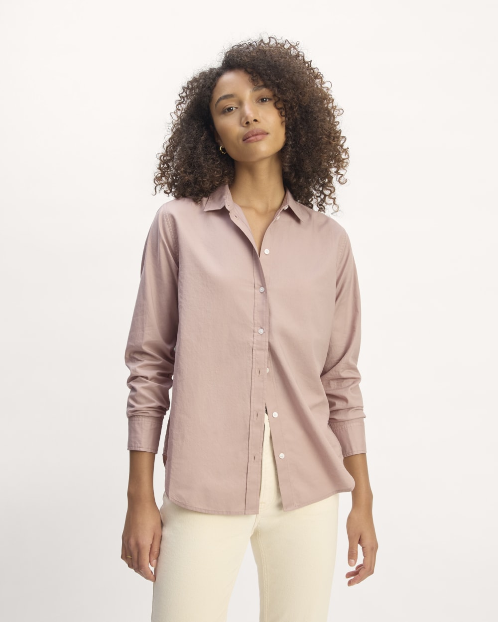 The Must-Have Shirt in Silky Cotton in Dusty Rose — front view
