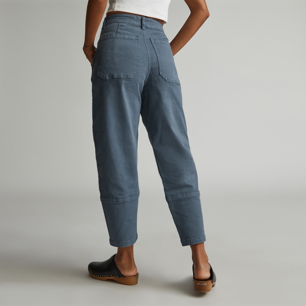 The Utility Barrel Pant in Faded Blue — detail view