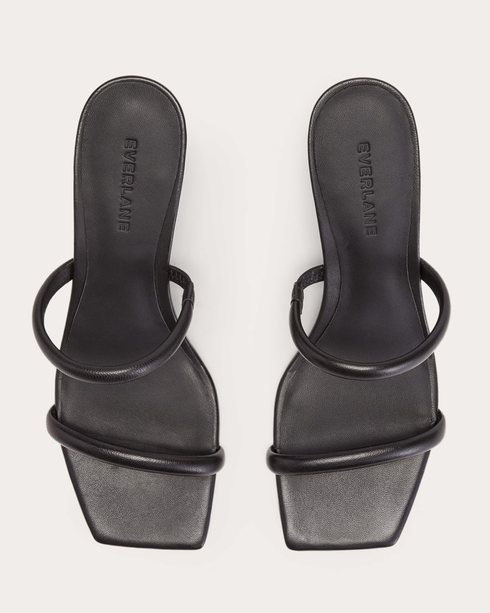 The Double Strap Heel in Black — detail view