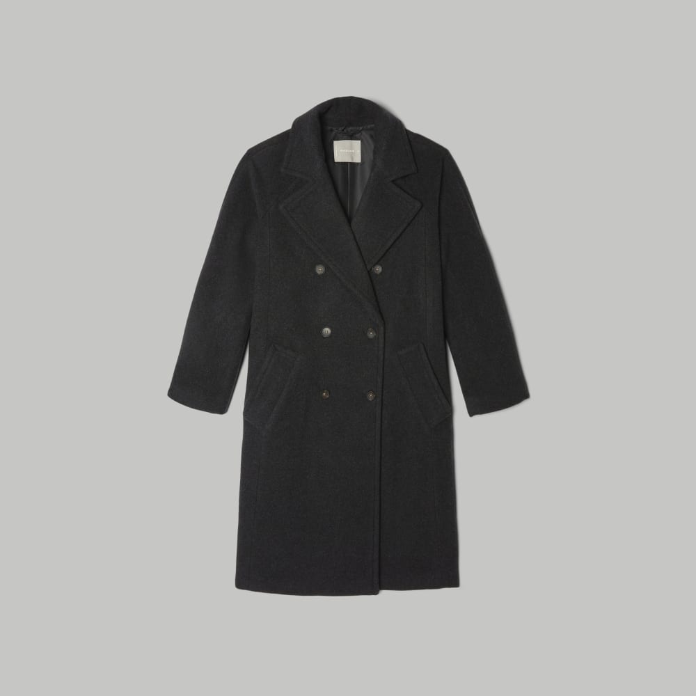 The Italian ReWool® Long Peacoat in Heathered Black — alternate view