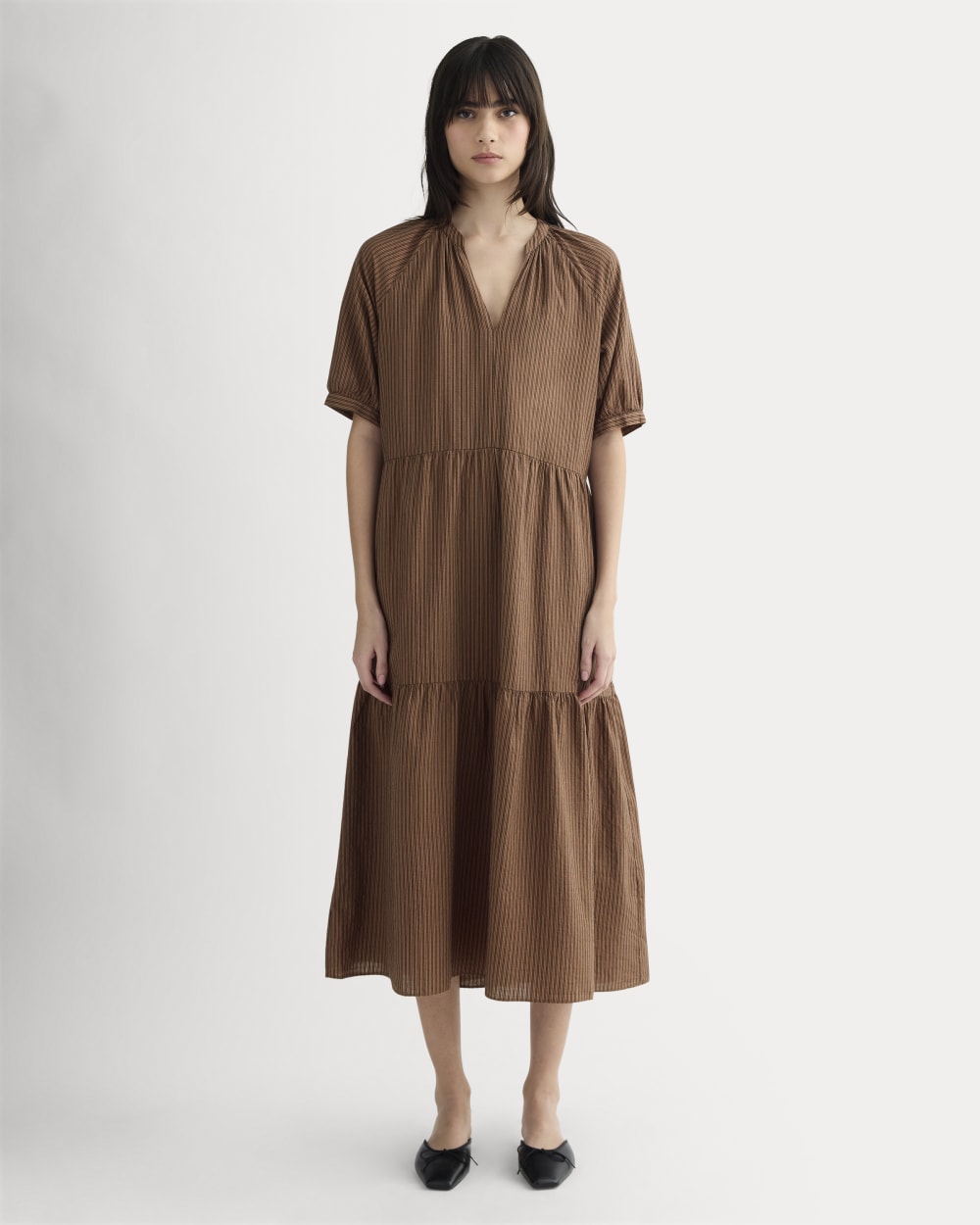The Farmers Market Dress in Carob Brown / Black — front view