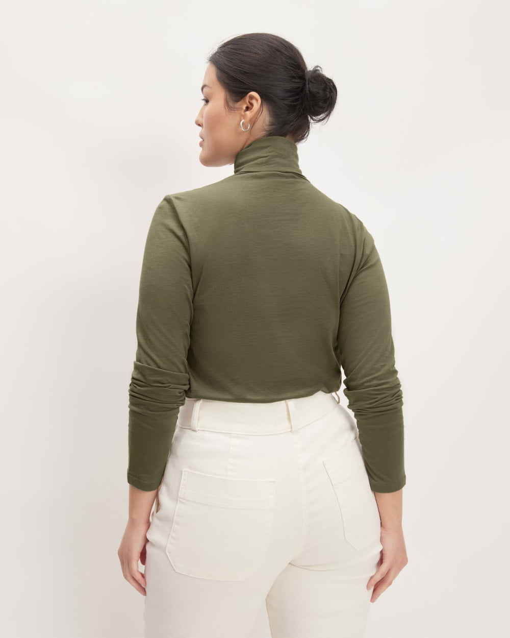 The Organic Cotton Turtleneck in Kalamata — detail view