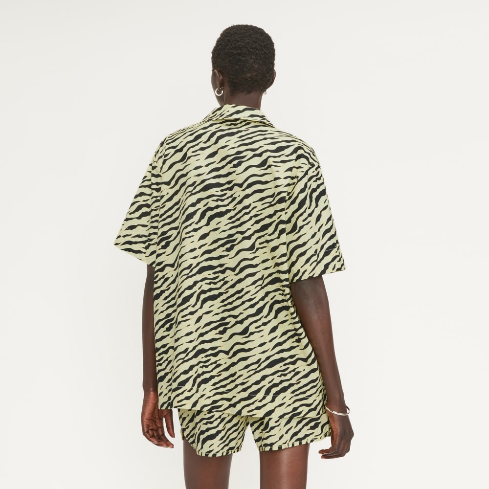 The Poplin Shirt in Pale Yellow Tiger Stripe — detail view